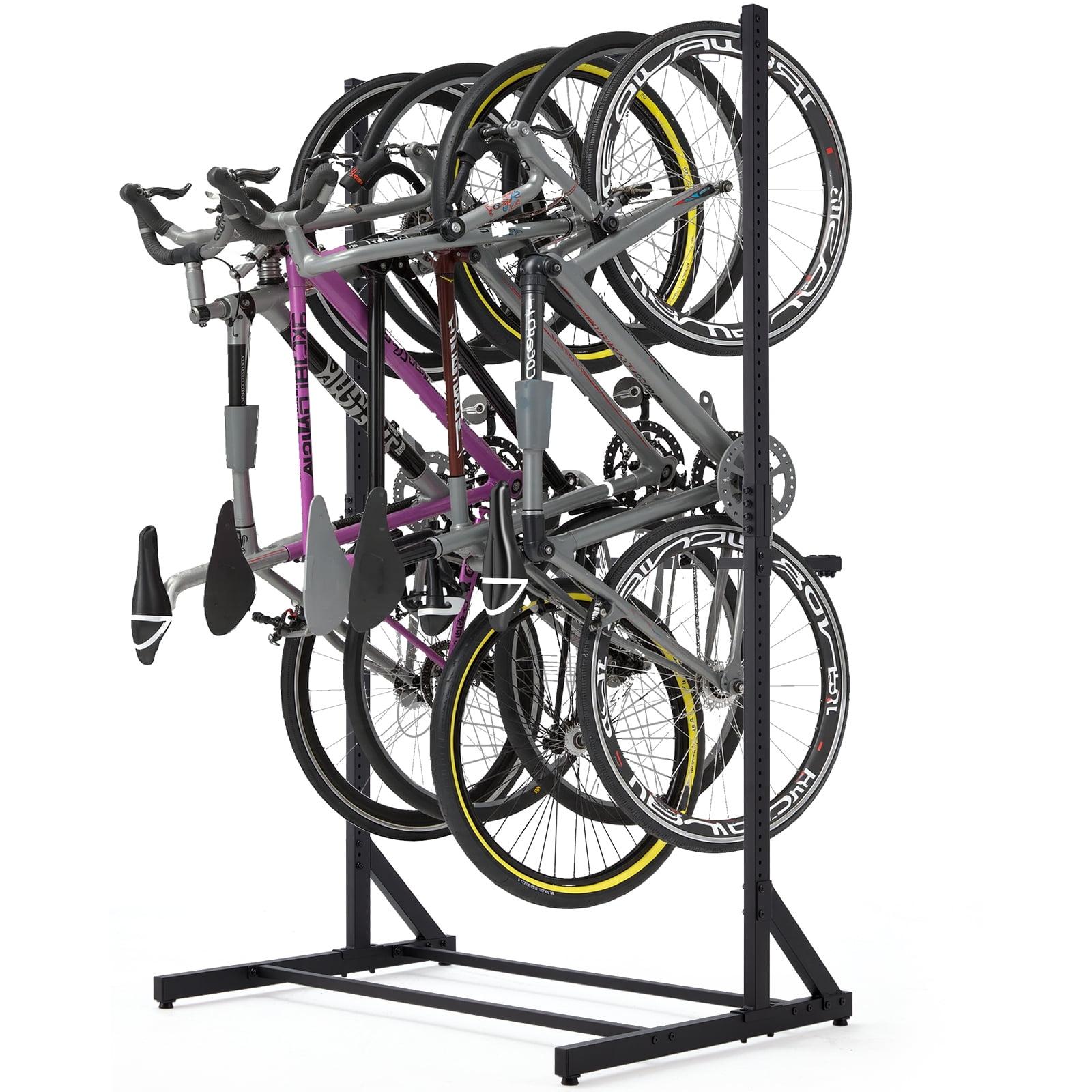 Black Adjustable Freestanding Vertical Bike Storage Rack for 5 Bicycles