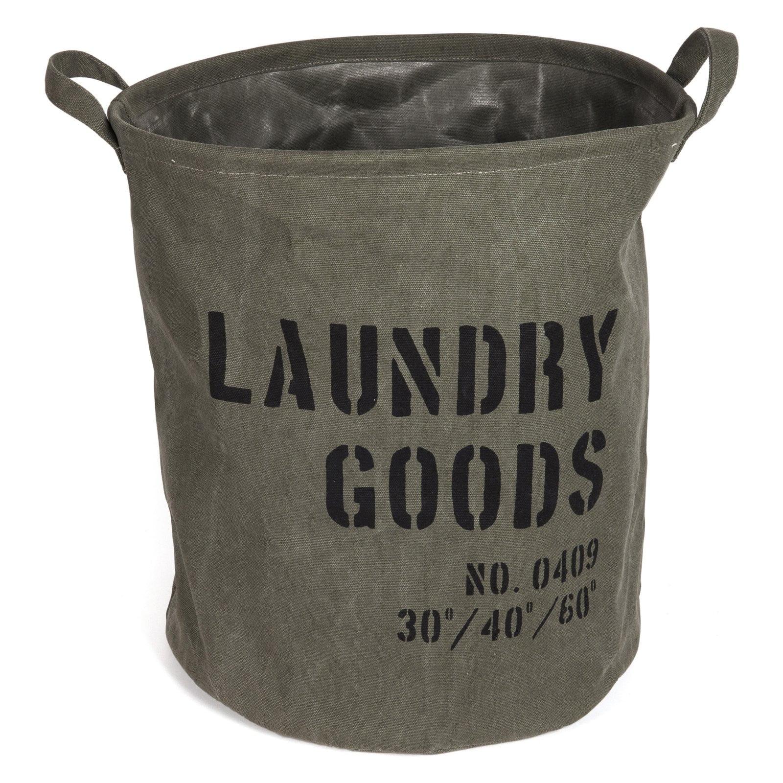 Danya B. Army Canvas Laundry Bucket Dusty Olive: Collapsible Hamper with Built-In Handles, Portable & Multipurpose