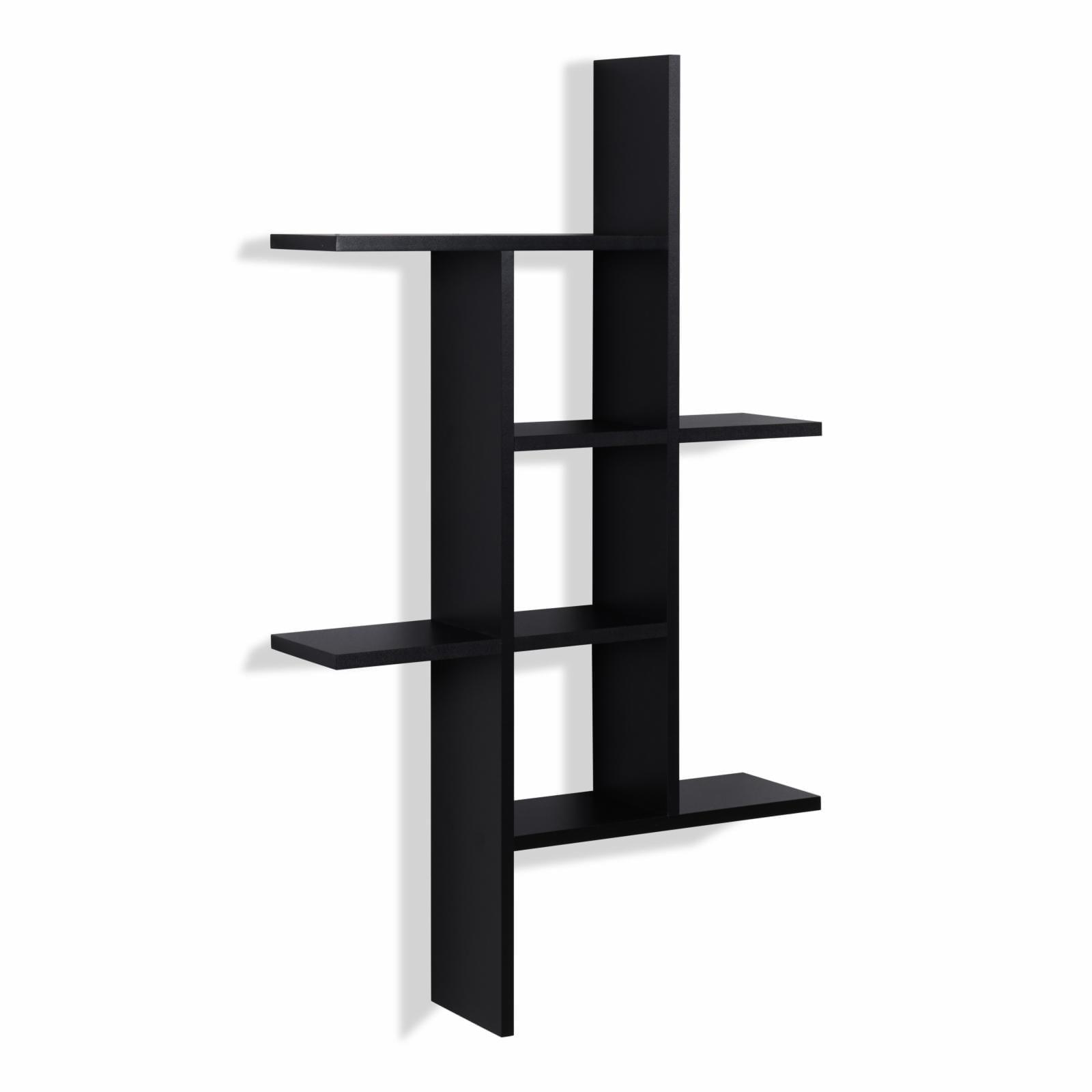 Danya B. 40" x 24" Cantilever Wall Shelf Black: Modern Laminated MDF, 4-Tier Storage, Includes Mounting Hardware