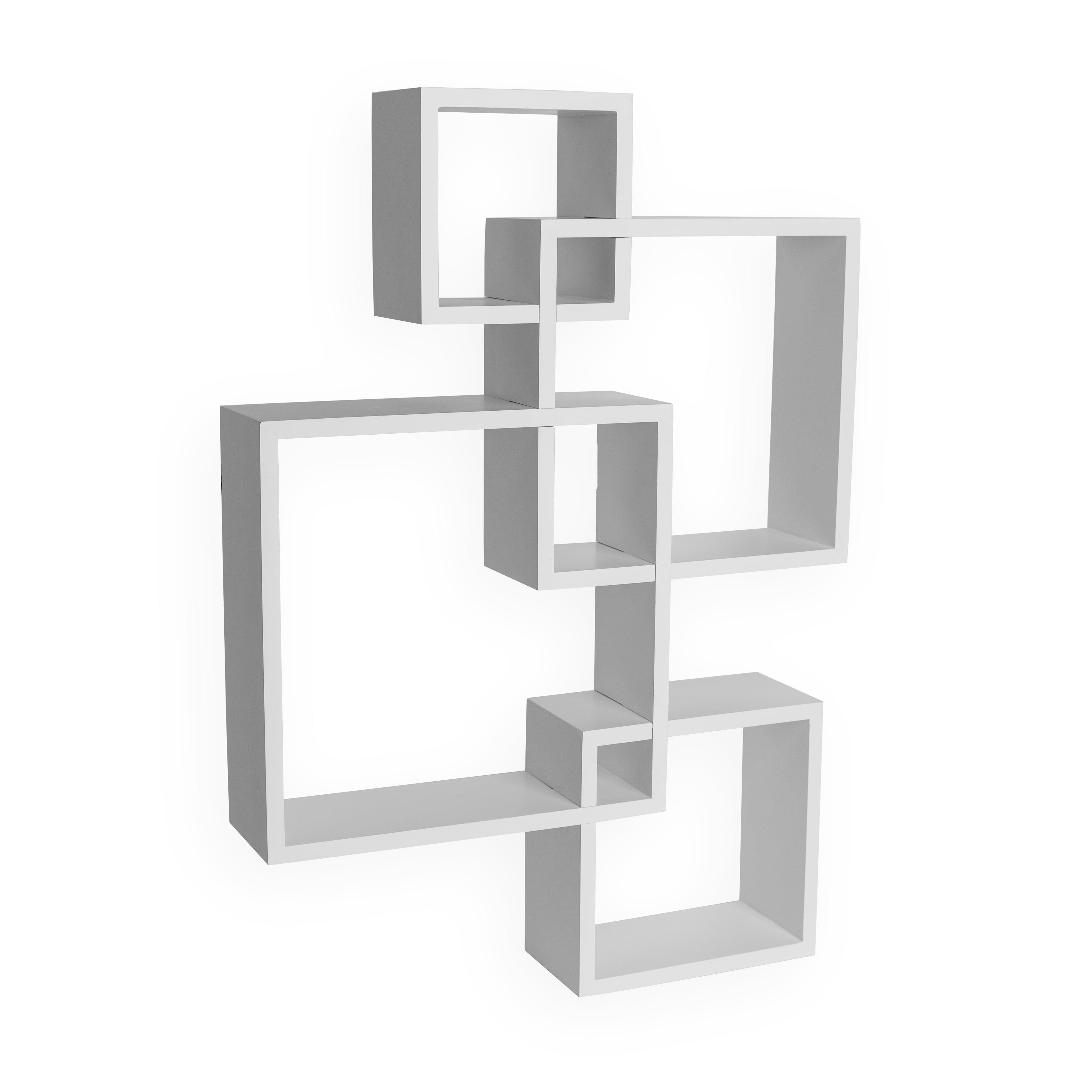 Modern White Intersecting Cube Floating Wall Shelf