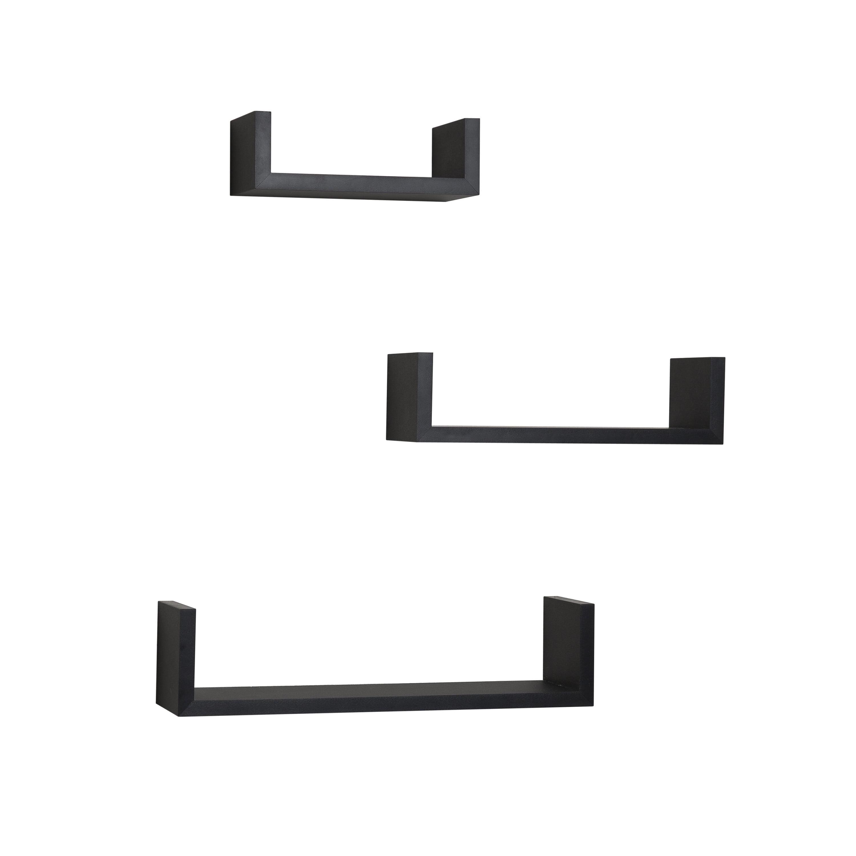 3pc Wall Shelving Set Black - Danya B.: Contemporary Floating Display & Storage