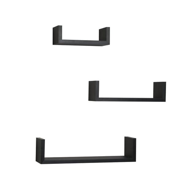 3pc Wall Shelving Set Black - Danya B.: Contemporary Floating Display & Storage