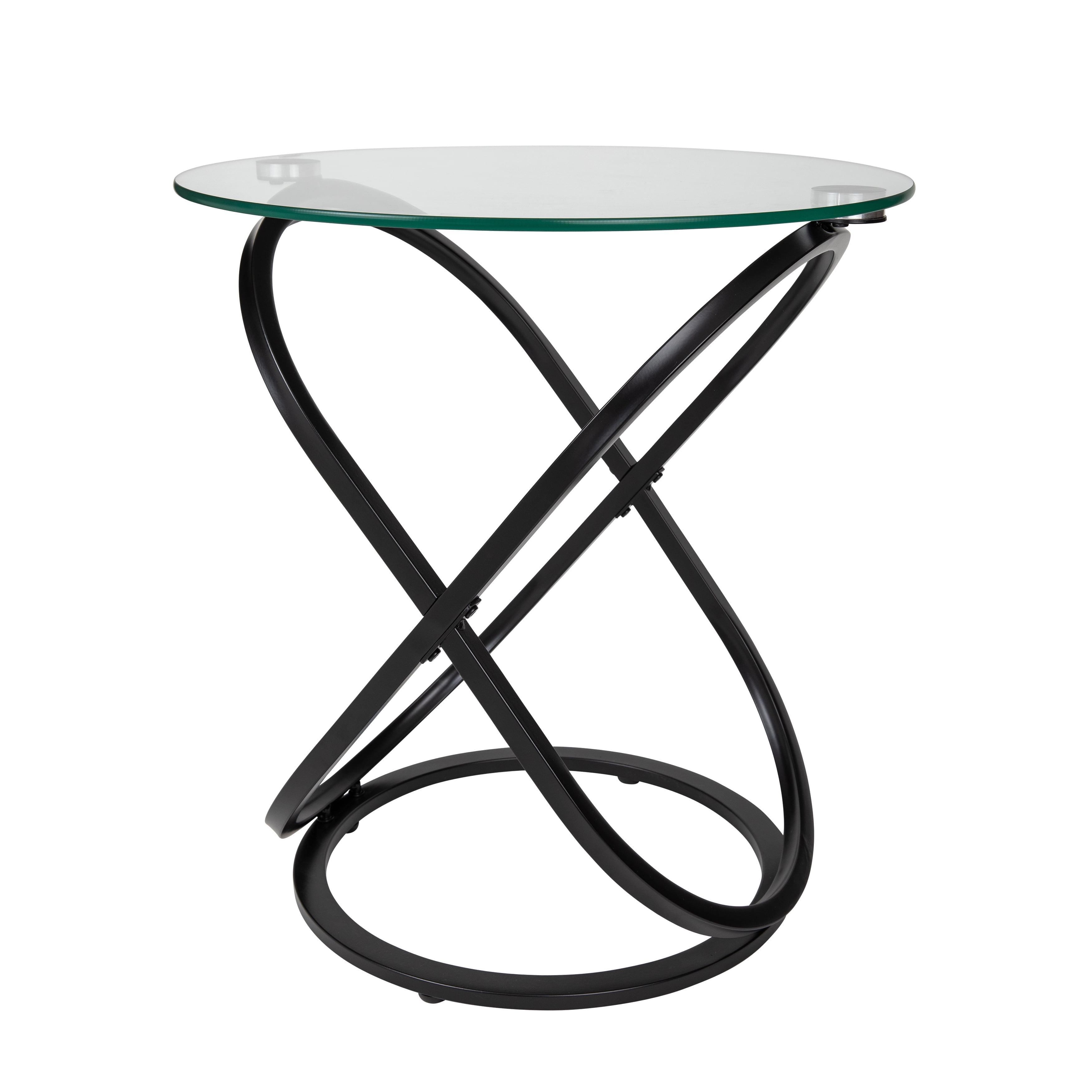 20.5" Round Galaxy Clear Tempered Glass End Table - Danya B.