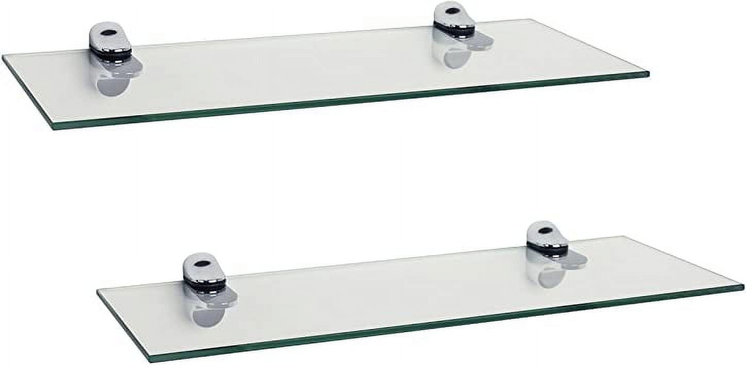 Sleek 20" Black Tempered Glass Wall Shelves, Set of 2