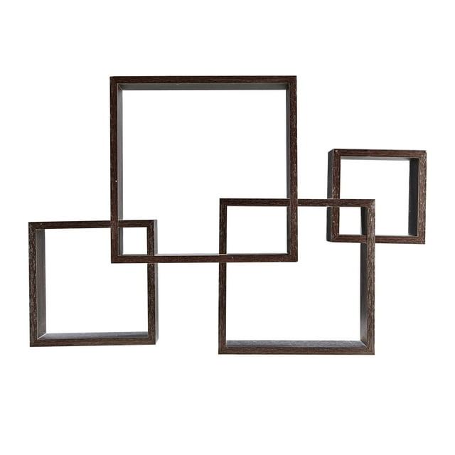 25.5" x 17.75" Intersecting Cube Wall Shelf Black - Danya B.: Modern Cubby Storage, Easy Install