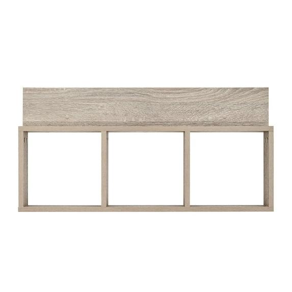 Danya B. 31.5" x 15.7" Modern 3 Cube Floating Wall Shelf with Display Ledge Weathered Oak: Laminated MDF, Iron Hardware