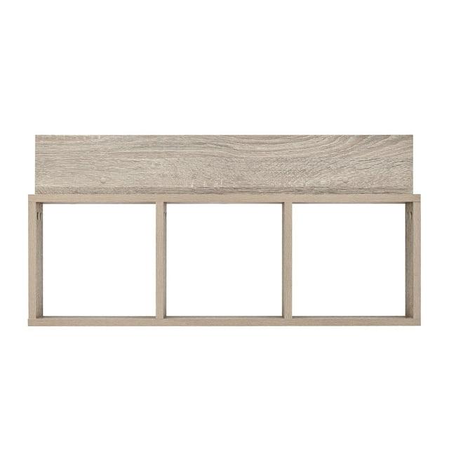 Danya B. 31.5" x 15.7" Modern 3 Cube Floating Wall Shelf with Display Ledge Weathered Oak: Laminated MDF, Iron Hardware