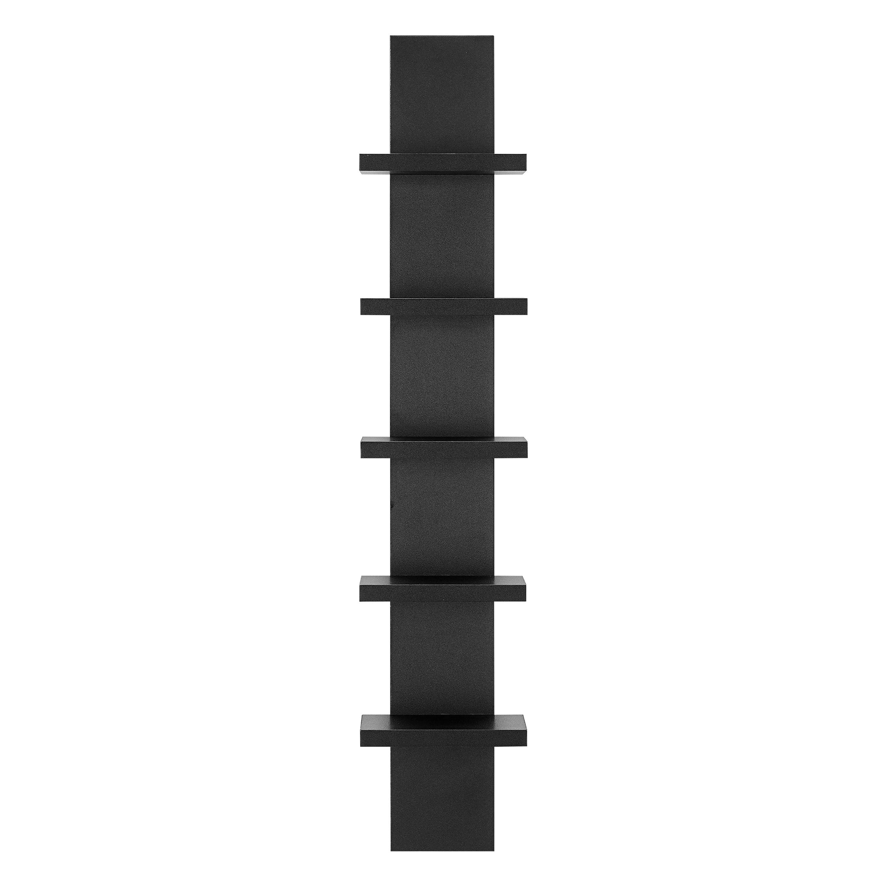 Danya B. 30" x 6" Slim Vertical Column Wall Shelf Black: Mid-Century Modern Laminated MDF, Iron Hardware, 5 Tiers