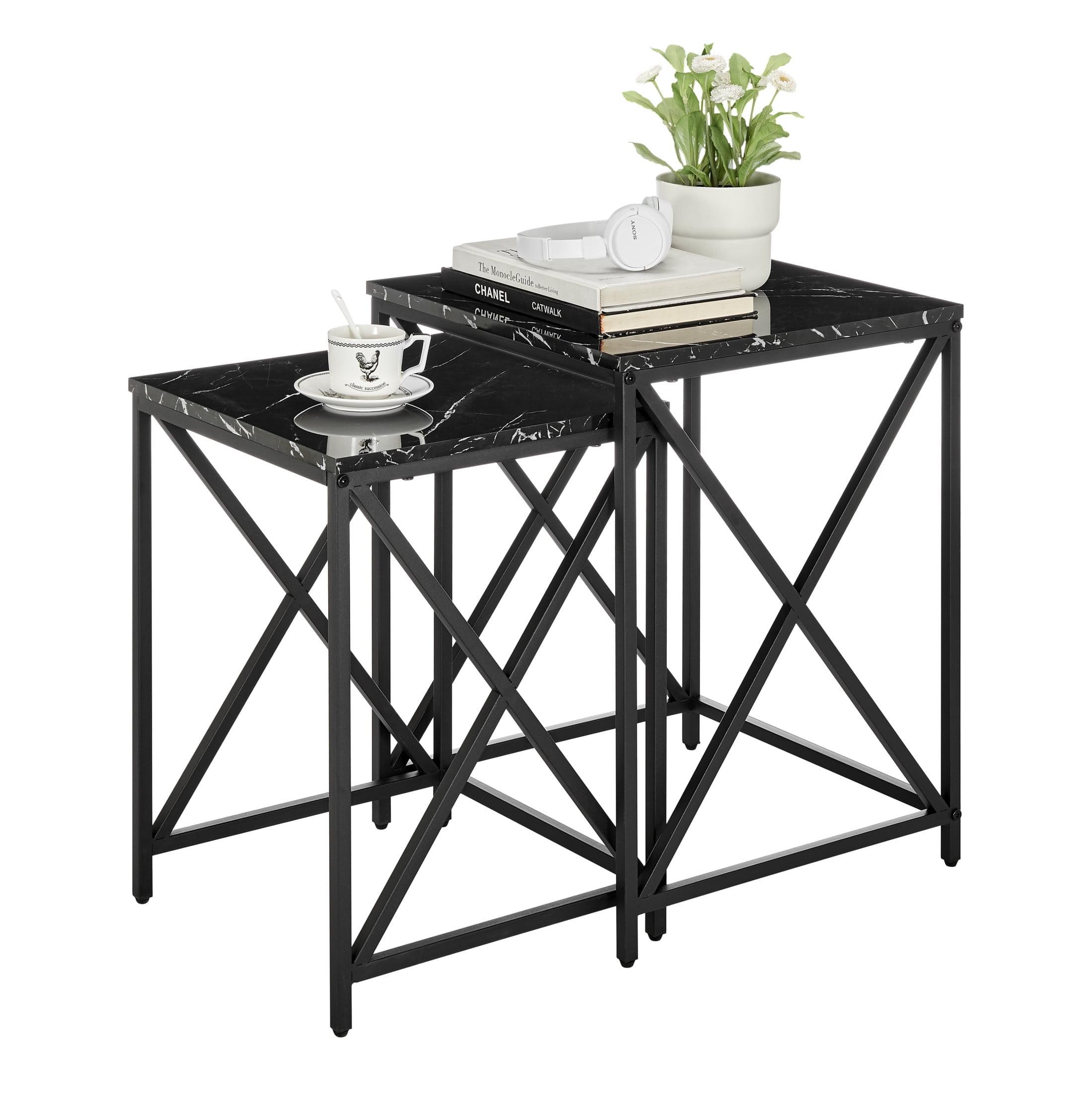 Square Marble Finish Nesting Side Table Set - Danya B.