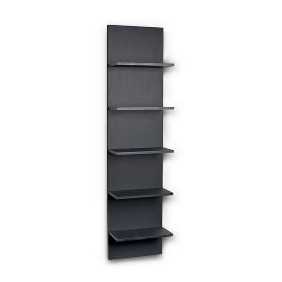 Danya B. 47" x 11.7" Wide Vertical Column Wall Shelf Black: Laminated MDF, 5-Tier Storage, Spot Clean