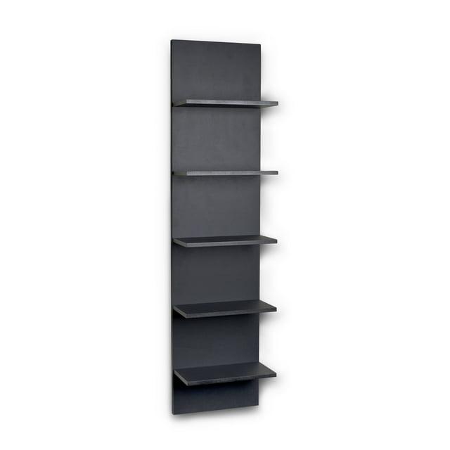 Danya B. 47" x 11.7" Wide Vertical Column Wall Shelf Black: Laminated MDF, 5-Tier Storage, Spot Clean