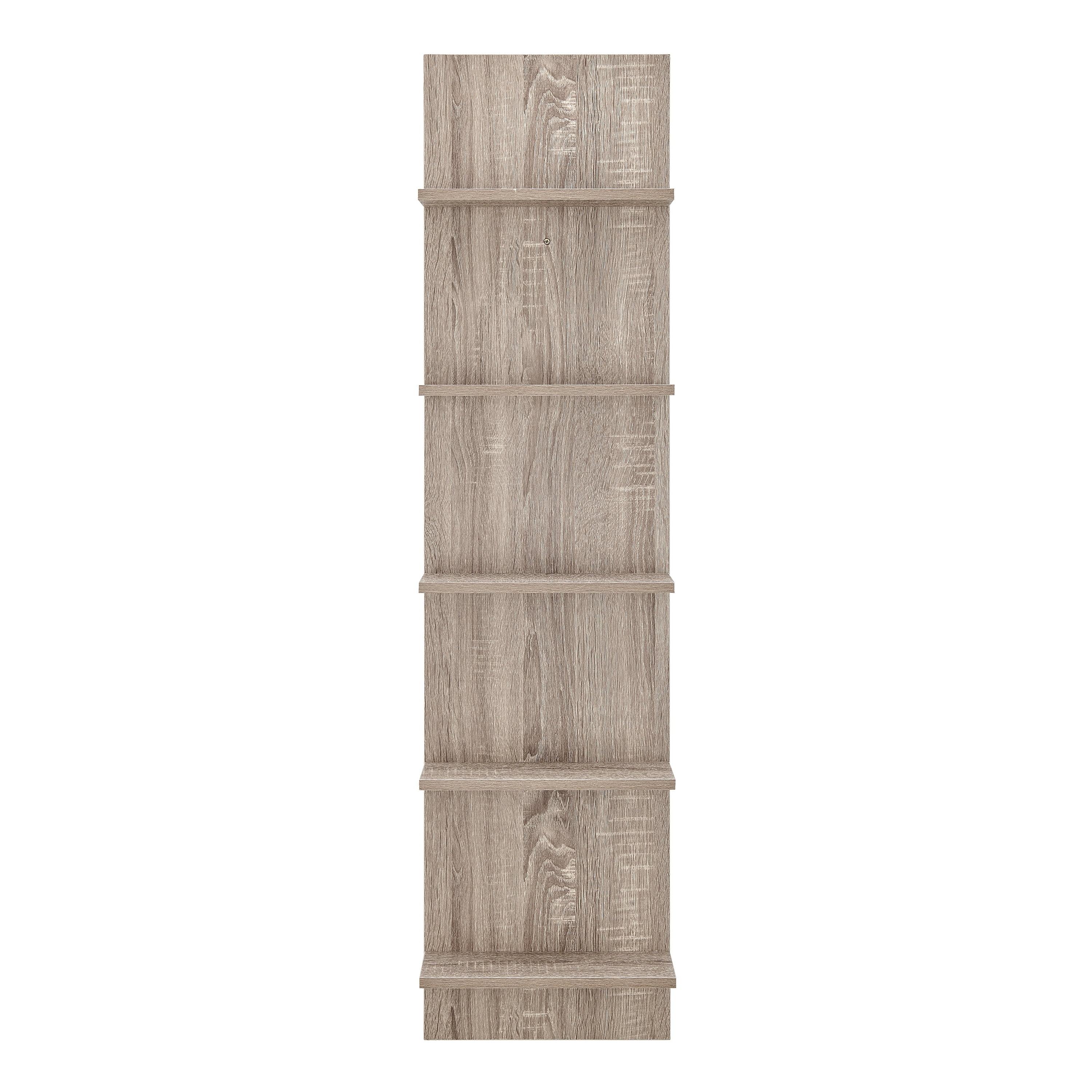 Weathered Oak Modern 51'' Floating Wall Shelf with 5 Tiers