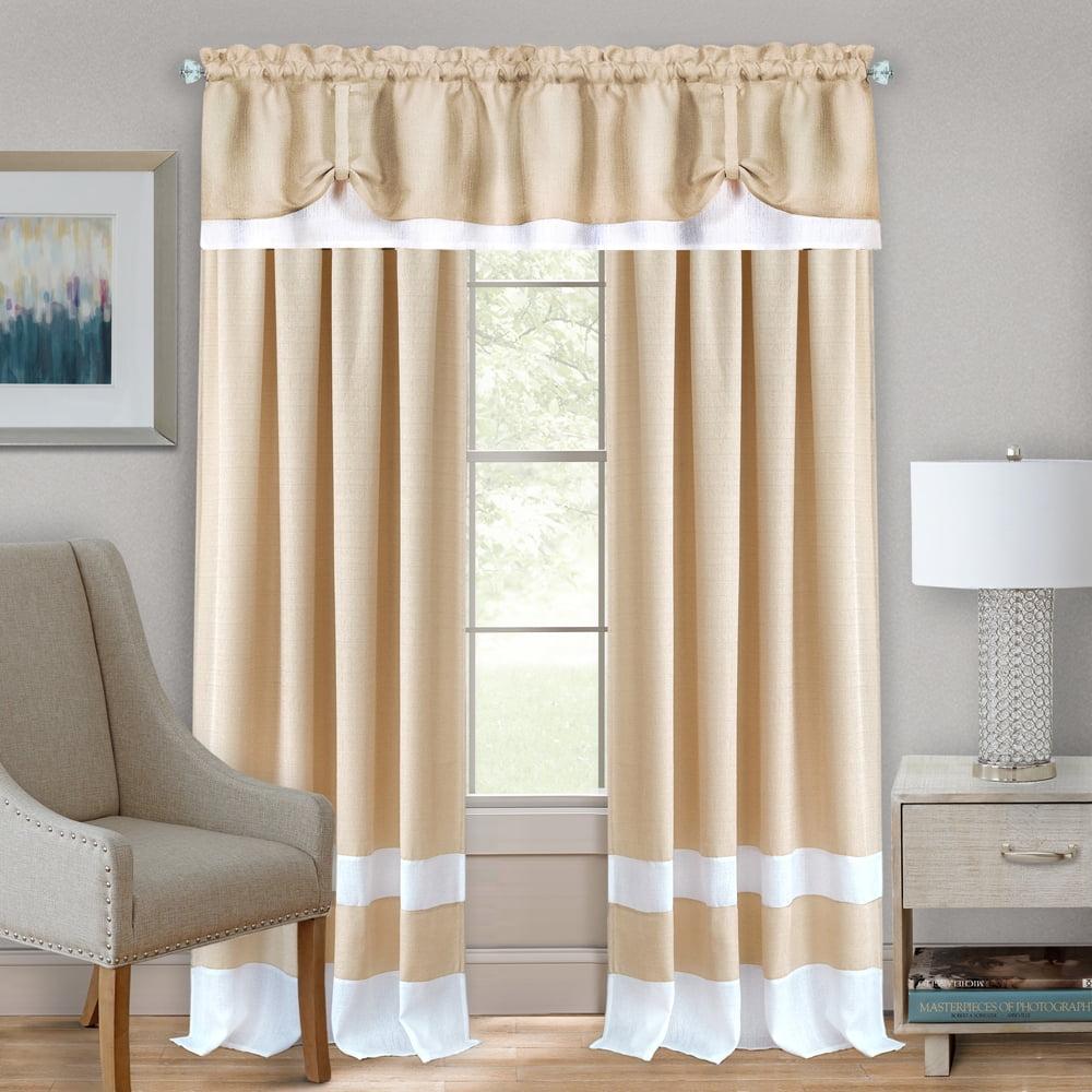 Kate Aurora 2 Pack Shabby Linen Farmhouse Sheer Flax Window Curtains - 52 in. W x 84 in. L, Taupe