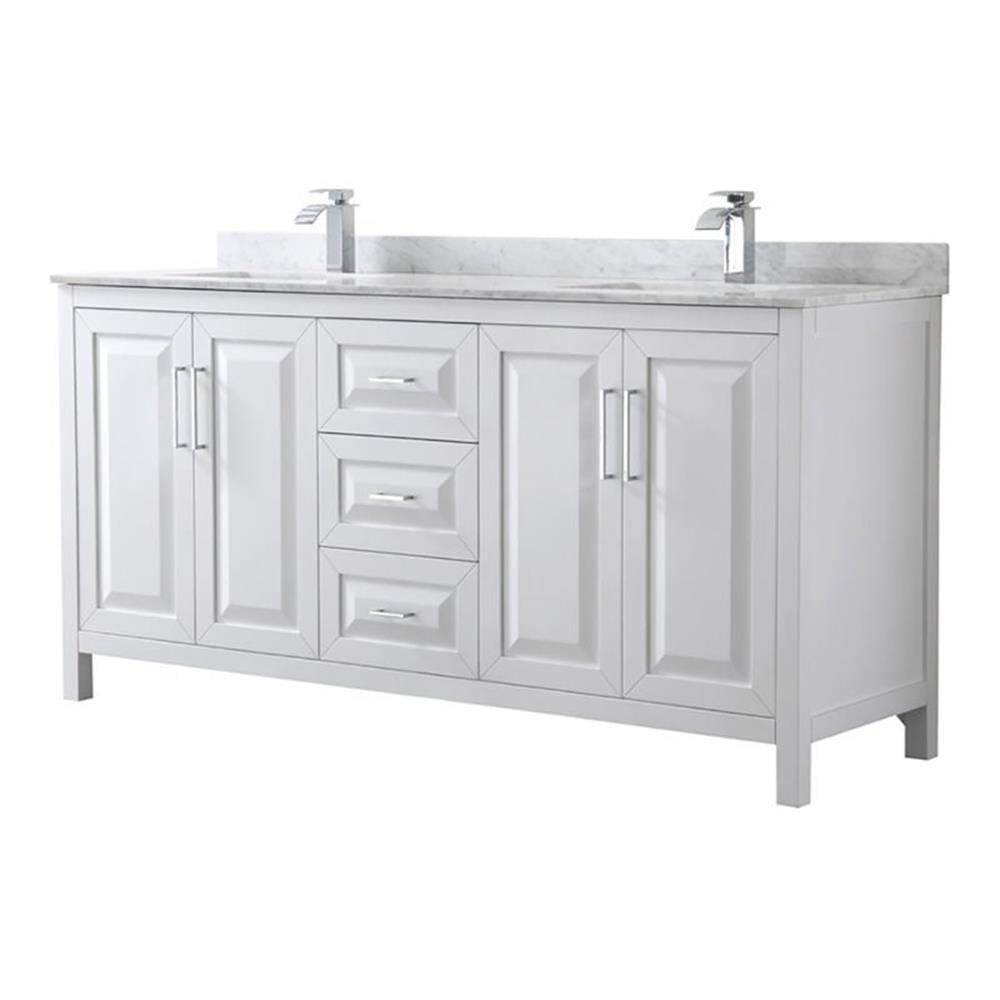 Daria 72'' Double Bathroom Vanity with Carrara Marble Top