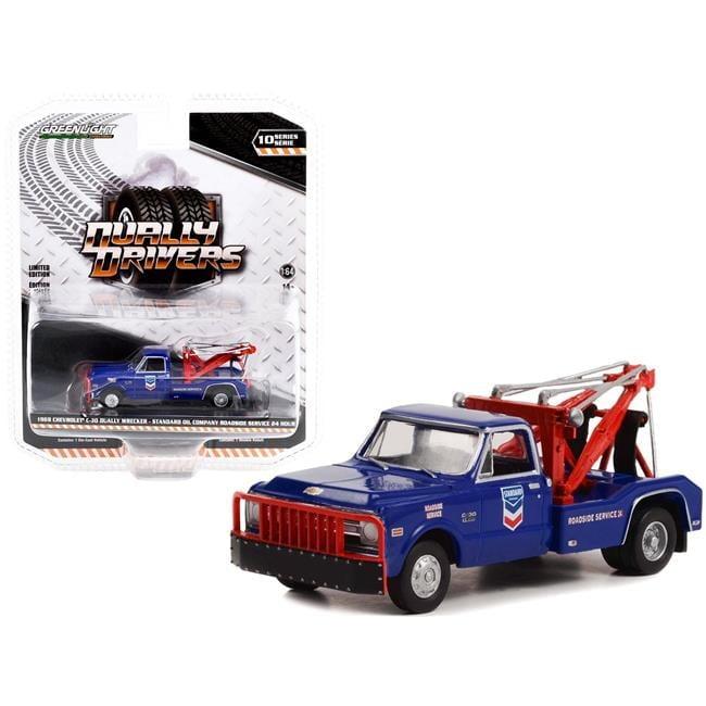 1969 Chevrolet C-30 Dually Wrecker Truck Dark Blue "Standard Oil Company Roadside Service" 1/64 Diecast Model Car by Greenlight
