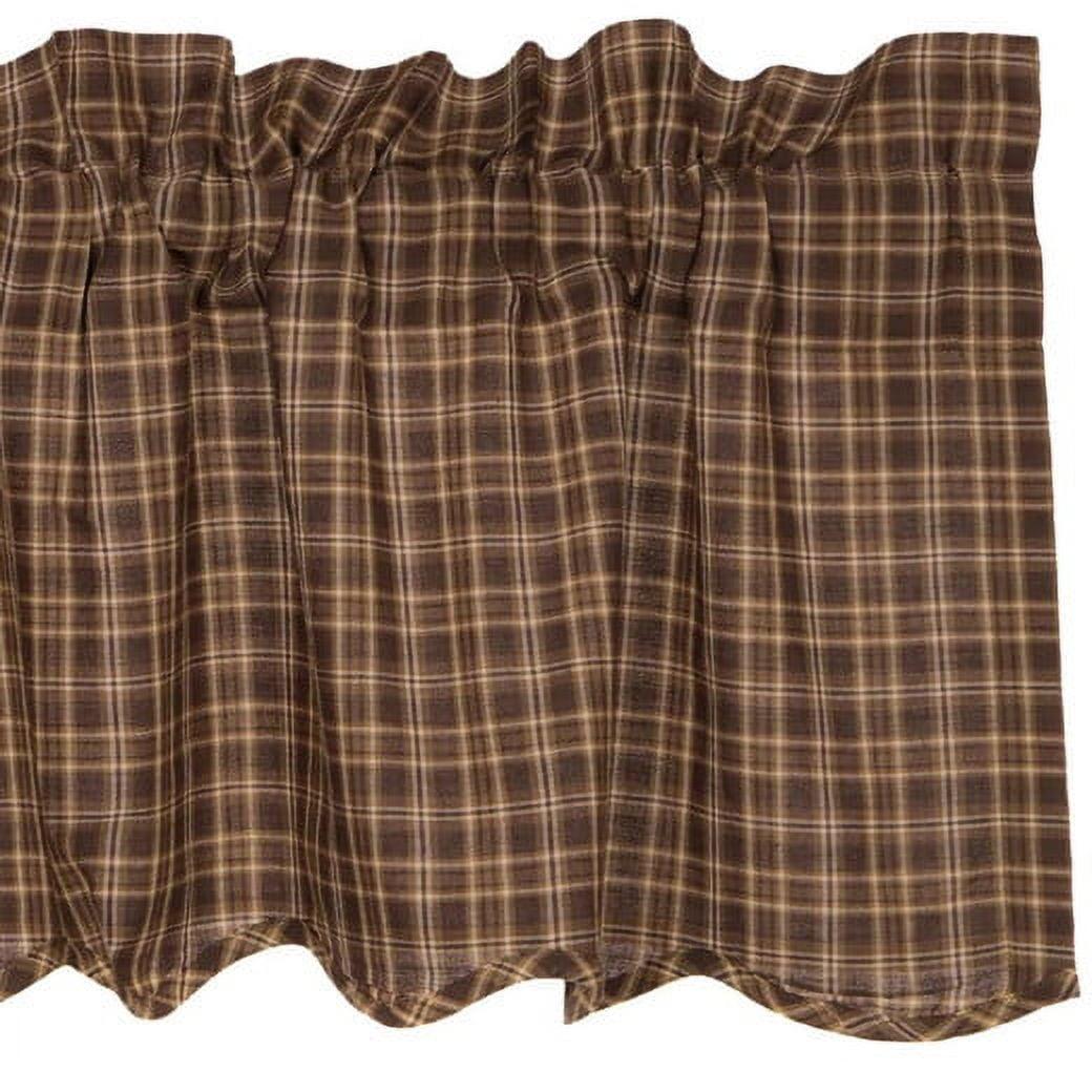 Prescott Dark Brown Cotton Plaid Scalloped Valance