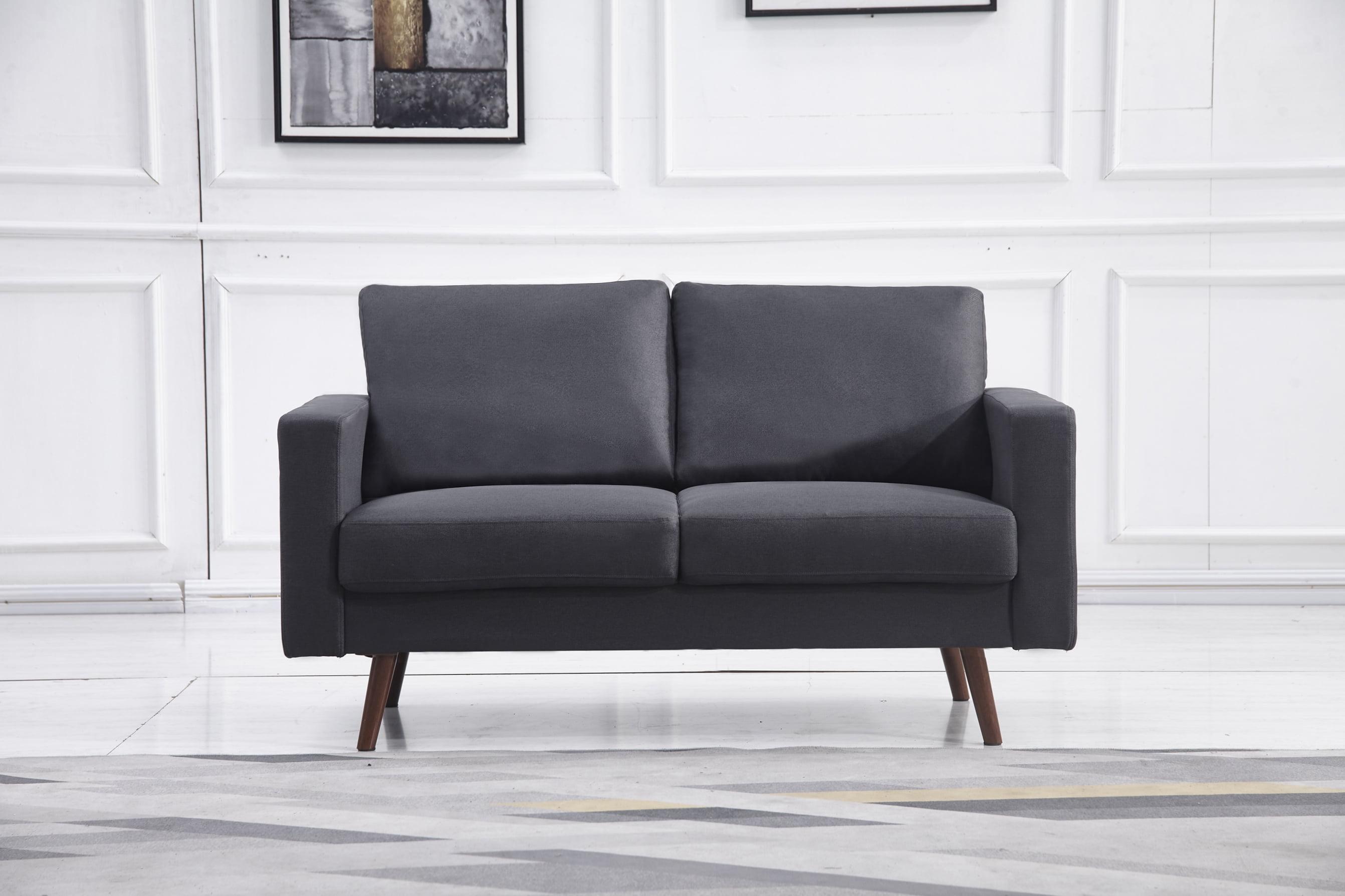 Dark Gray Stationary Fabric Basic Loveseat