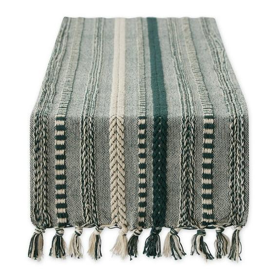 Dark Green Braided Stripe Table Runner 15x72