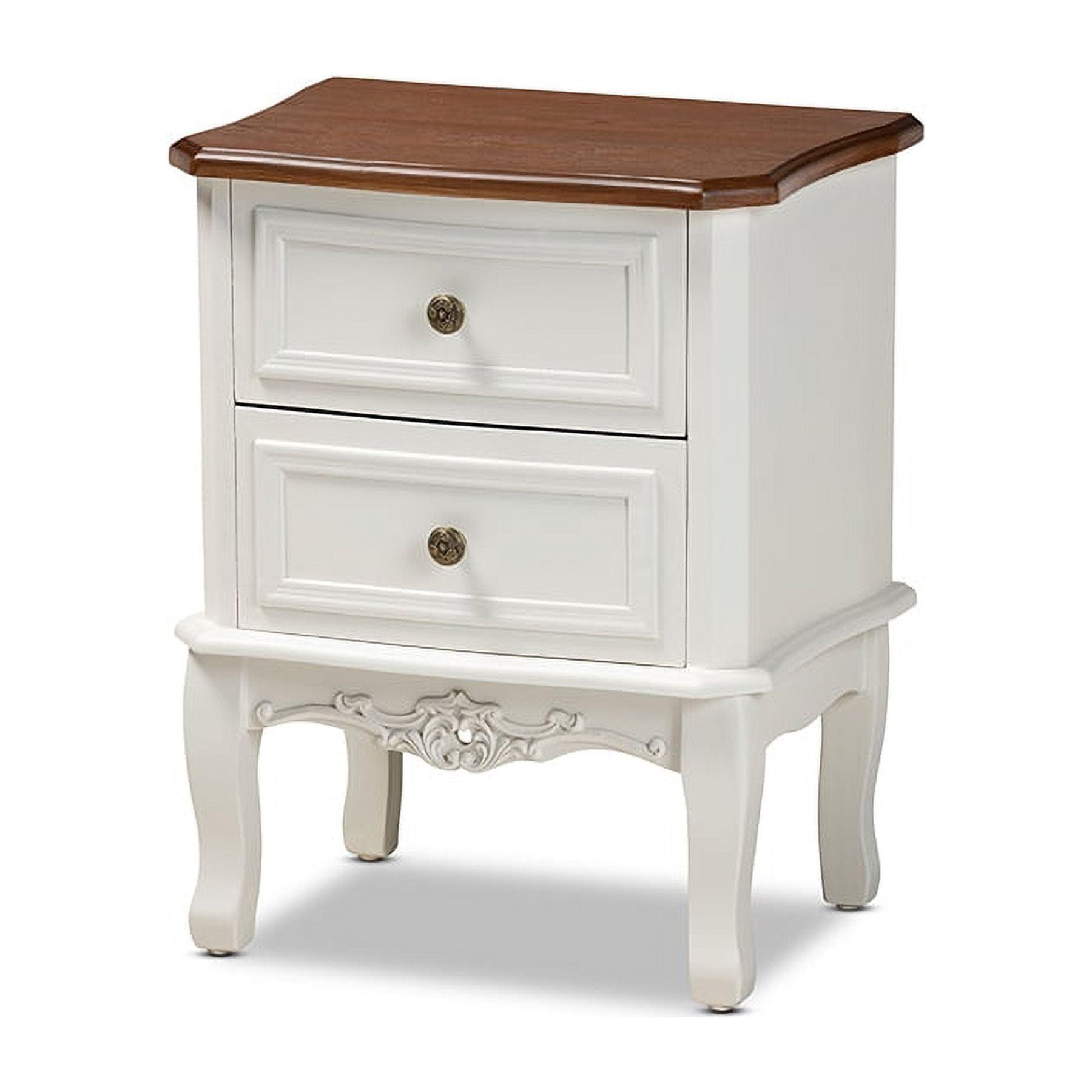 Darlene French White & Cherry Brown Traditional 2-Drawer Nightstand