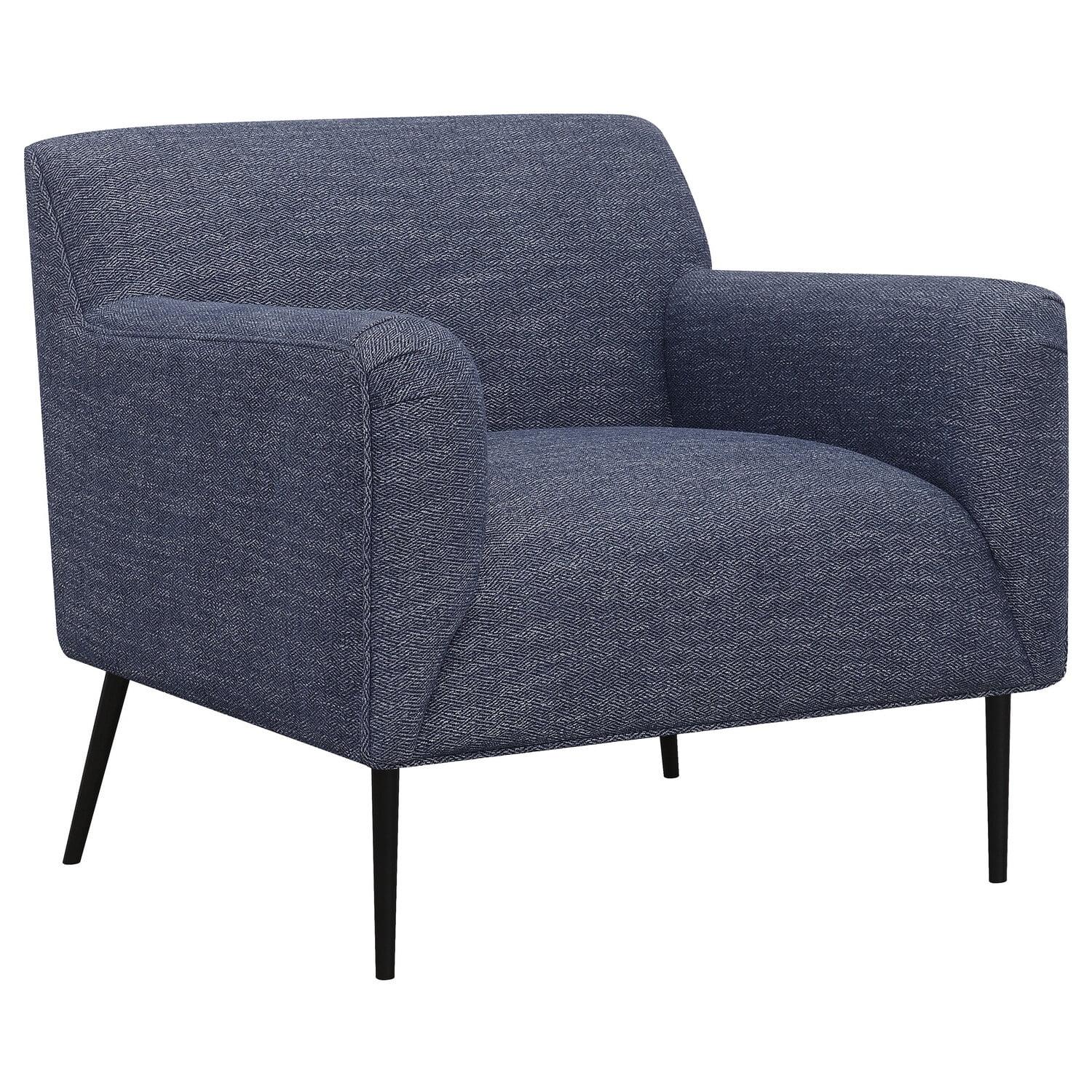 Navy Blue Fabric Upholstered Mid-Century Modern Accent Chair