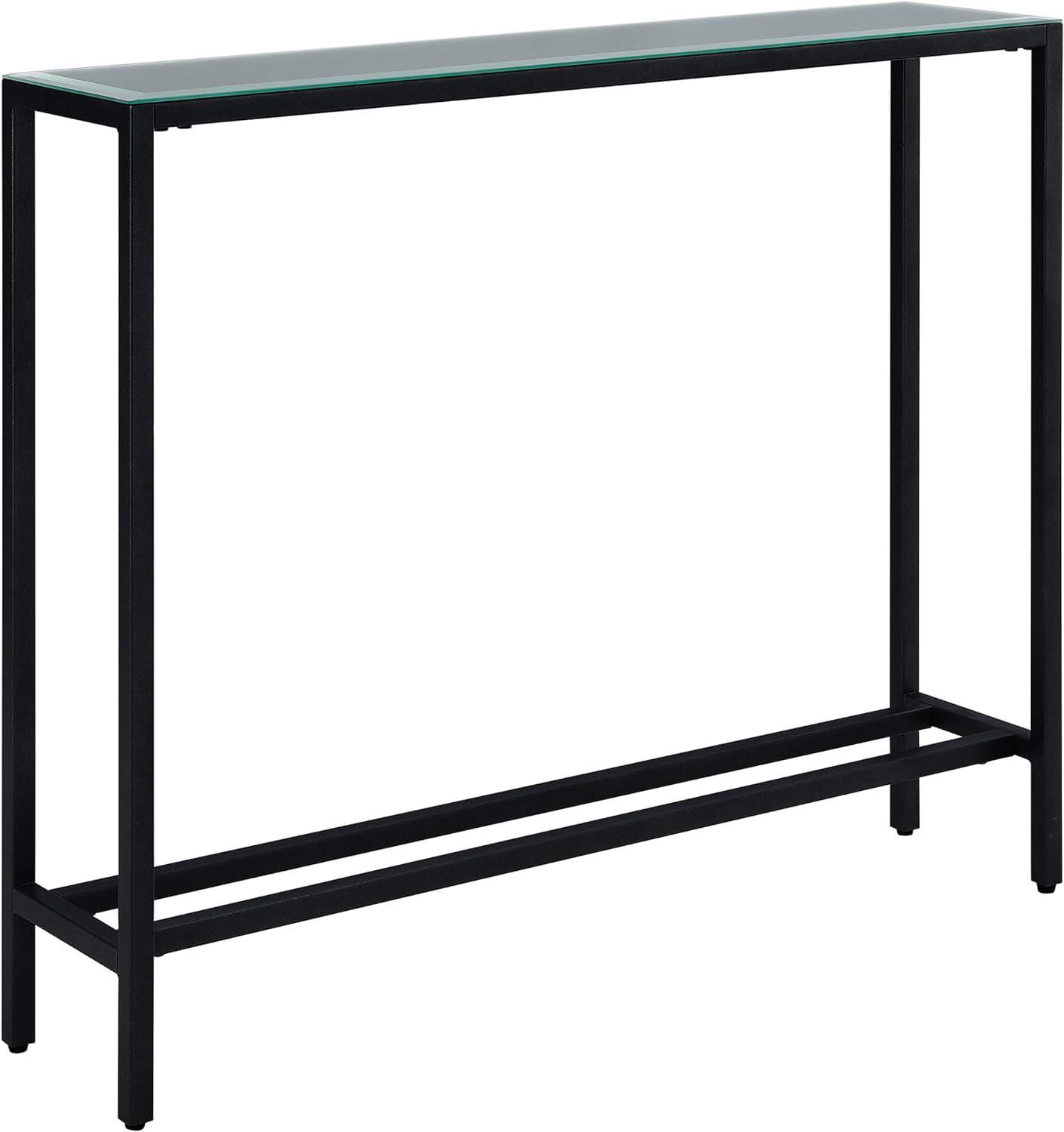 SEI Furniture Darrin 56" Glass Top Console Table in Black