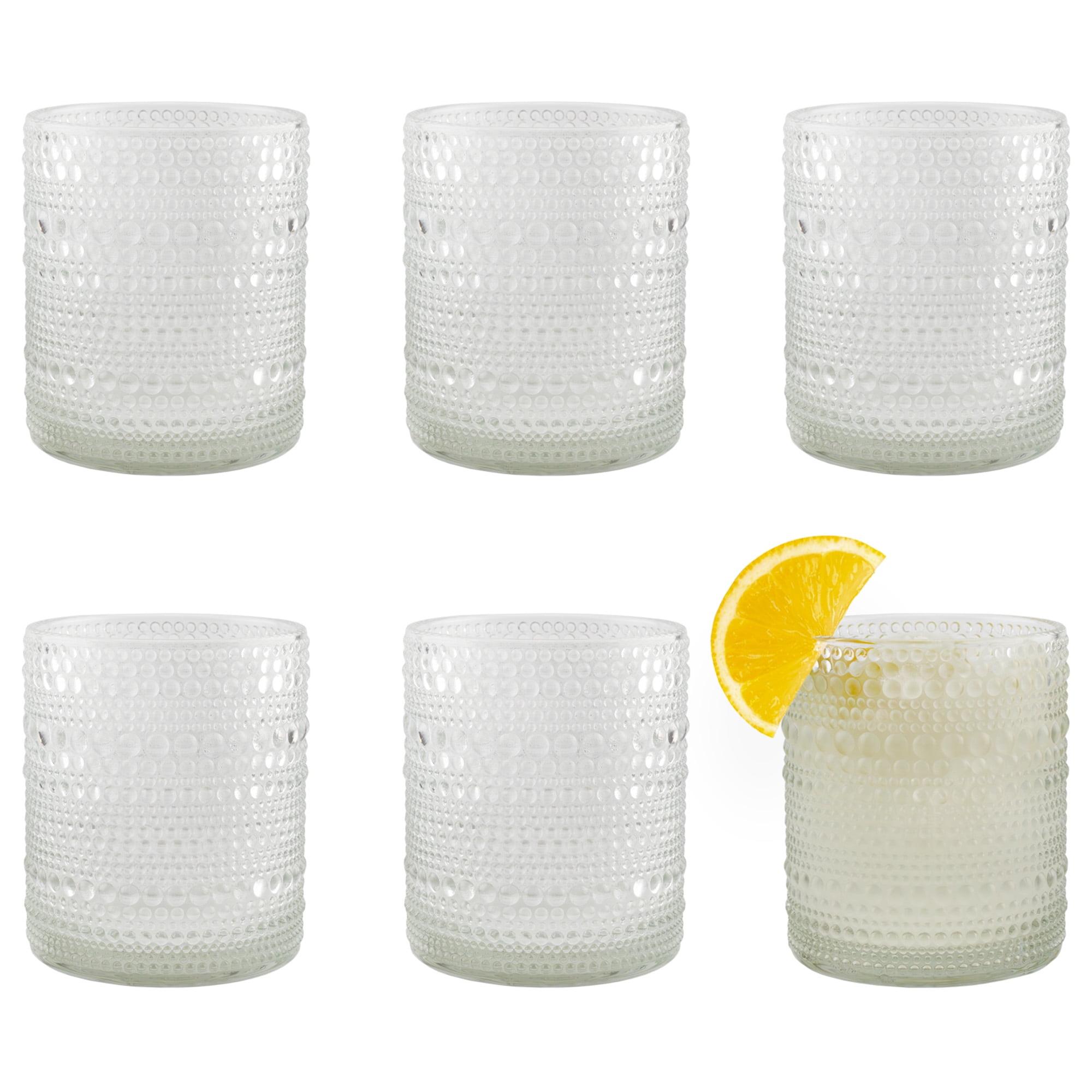 Darware Hobnail 12oz Drinking Glasses, 6pk, Old-Fashioned Style Beverage Tumblers for Tabletop, Bar Use or as Candle Jars