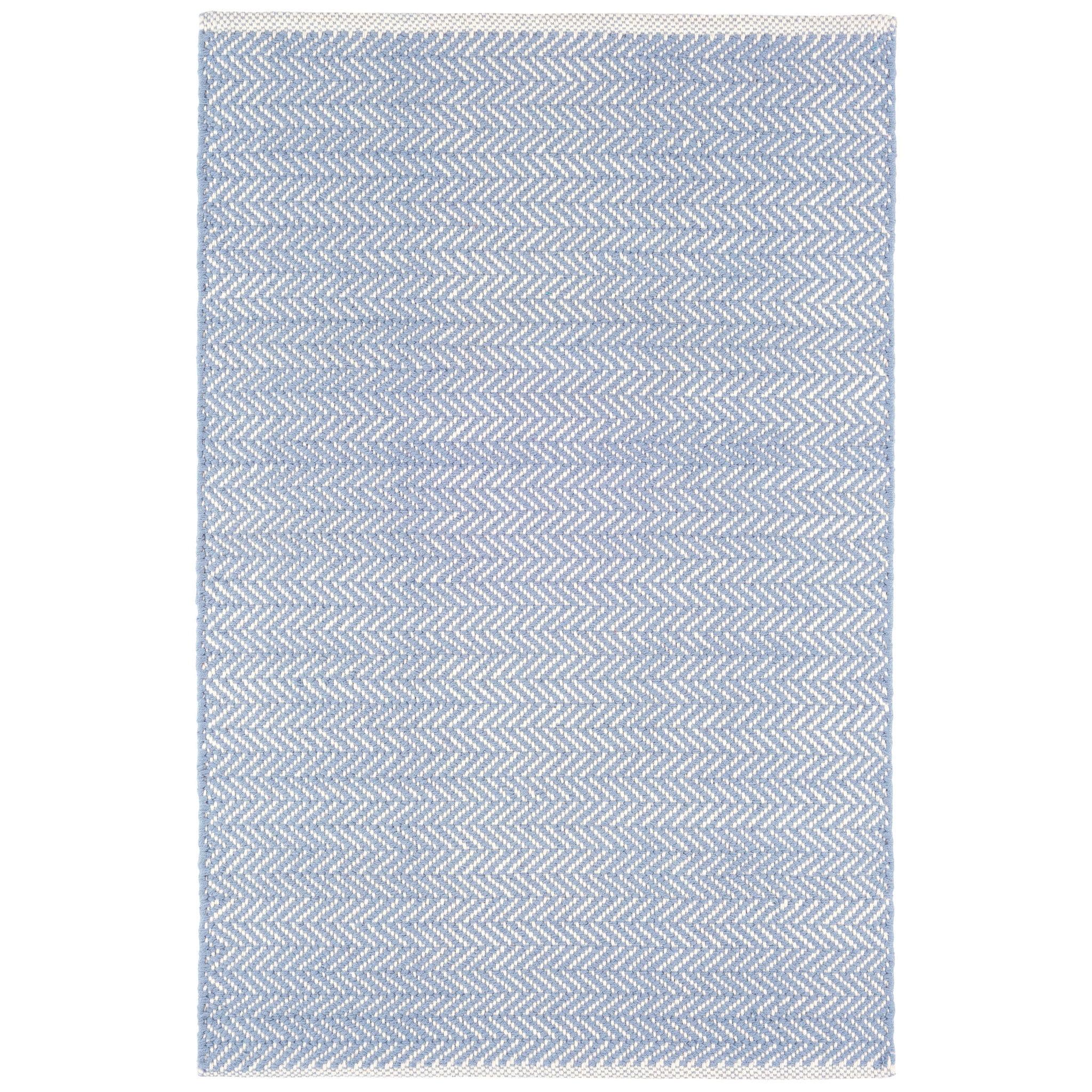 Herringbone Swedish Blue Handwoven Cotton Rug
