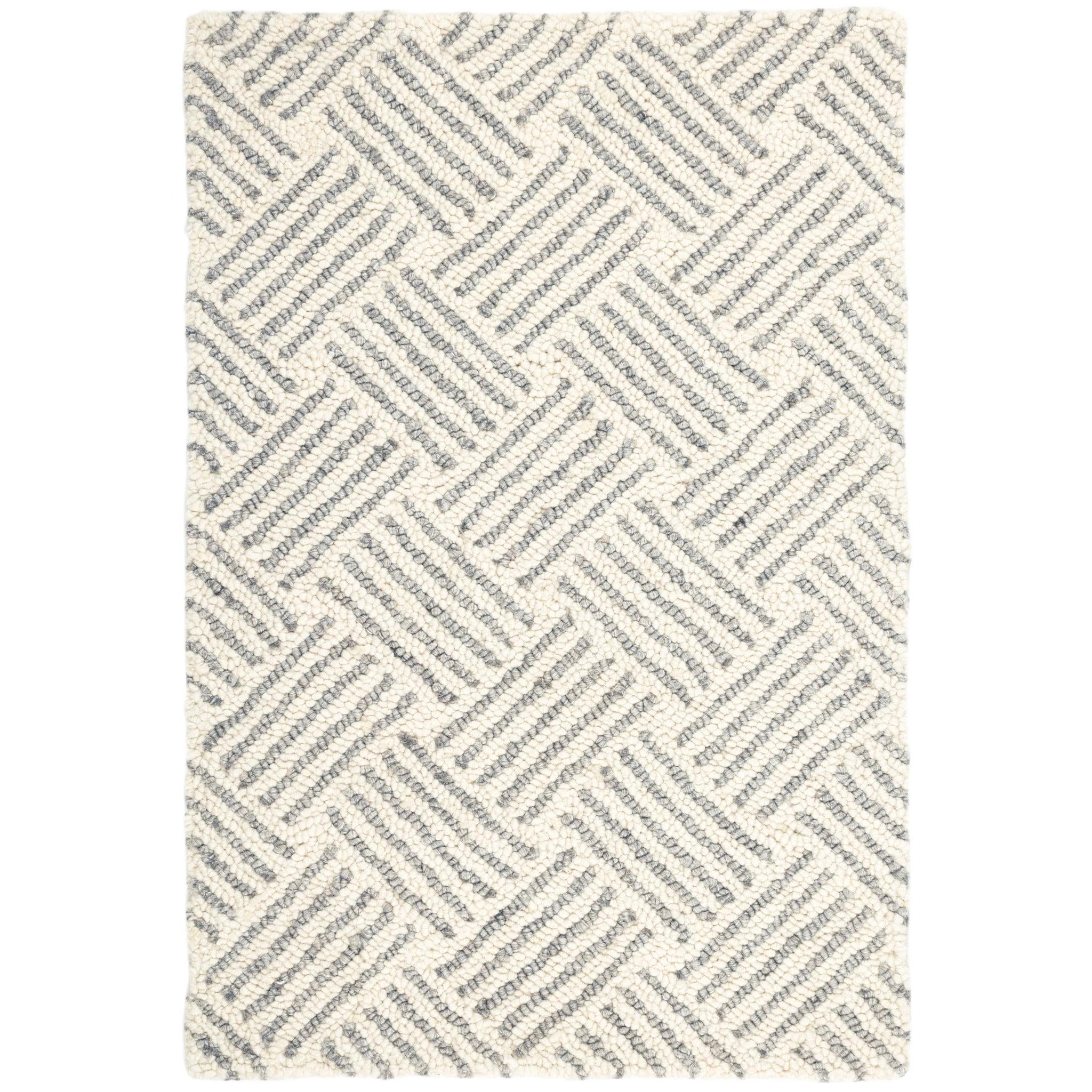 Layers Grey Hand Hooked Wool Rug