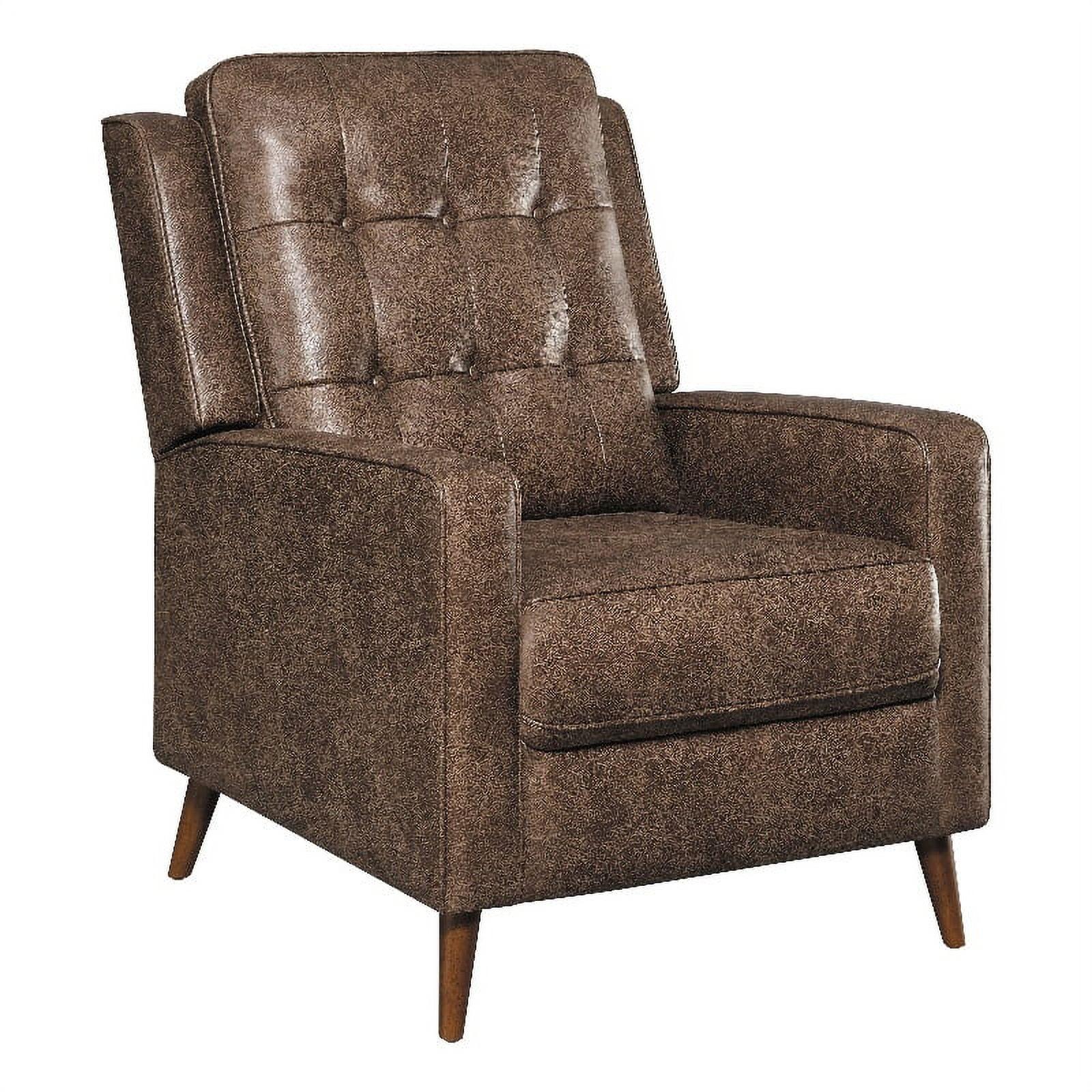 Davidson Brown Microfiber Transitional Recliner with Wood Legs