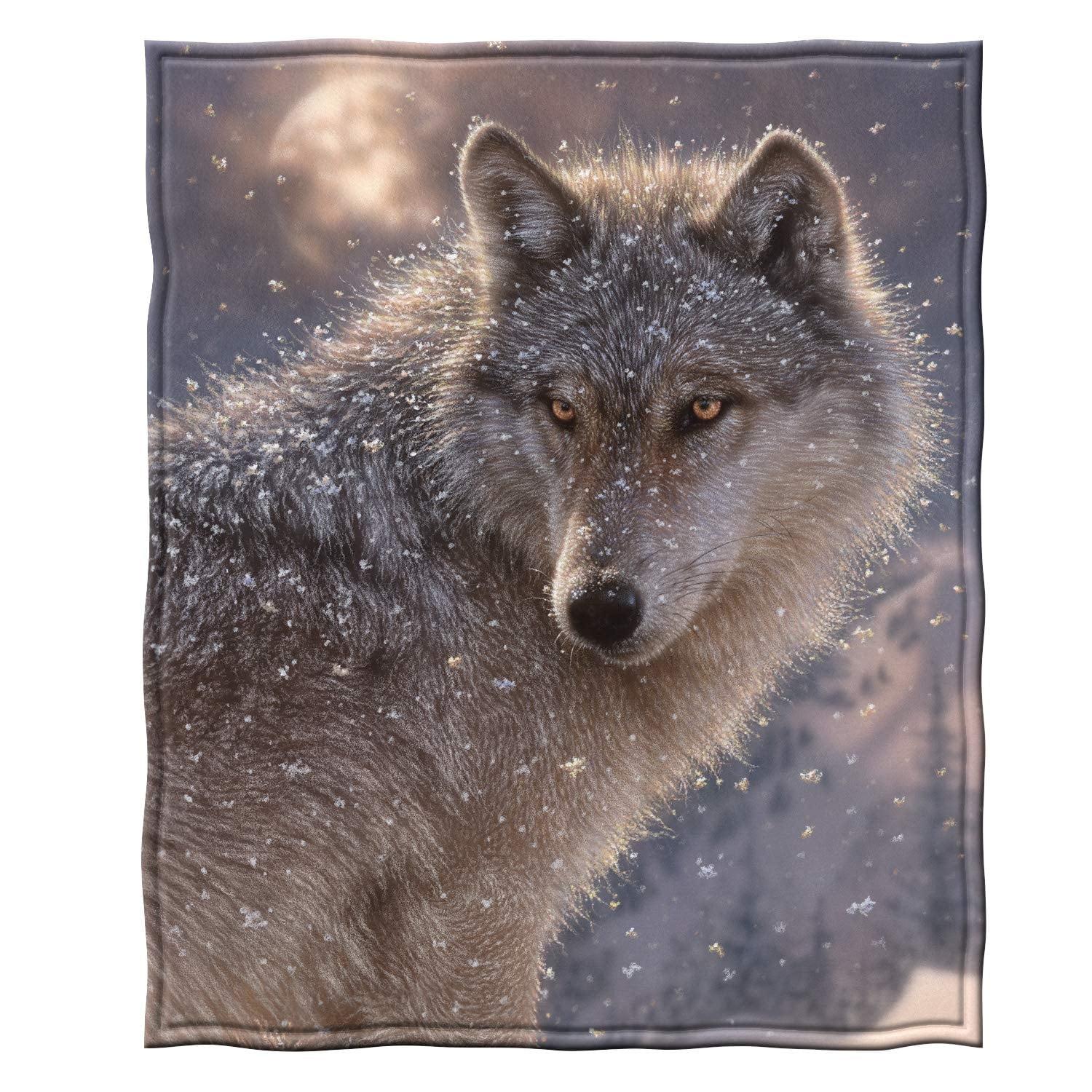 Dawhud Direct Lone Wolf Fleece Blanket for Bed, 50" x 60" Wolf Fleece Throw Blanket for Women, Men and Kids - Super Soft Plush Wolf Blanket Throw