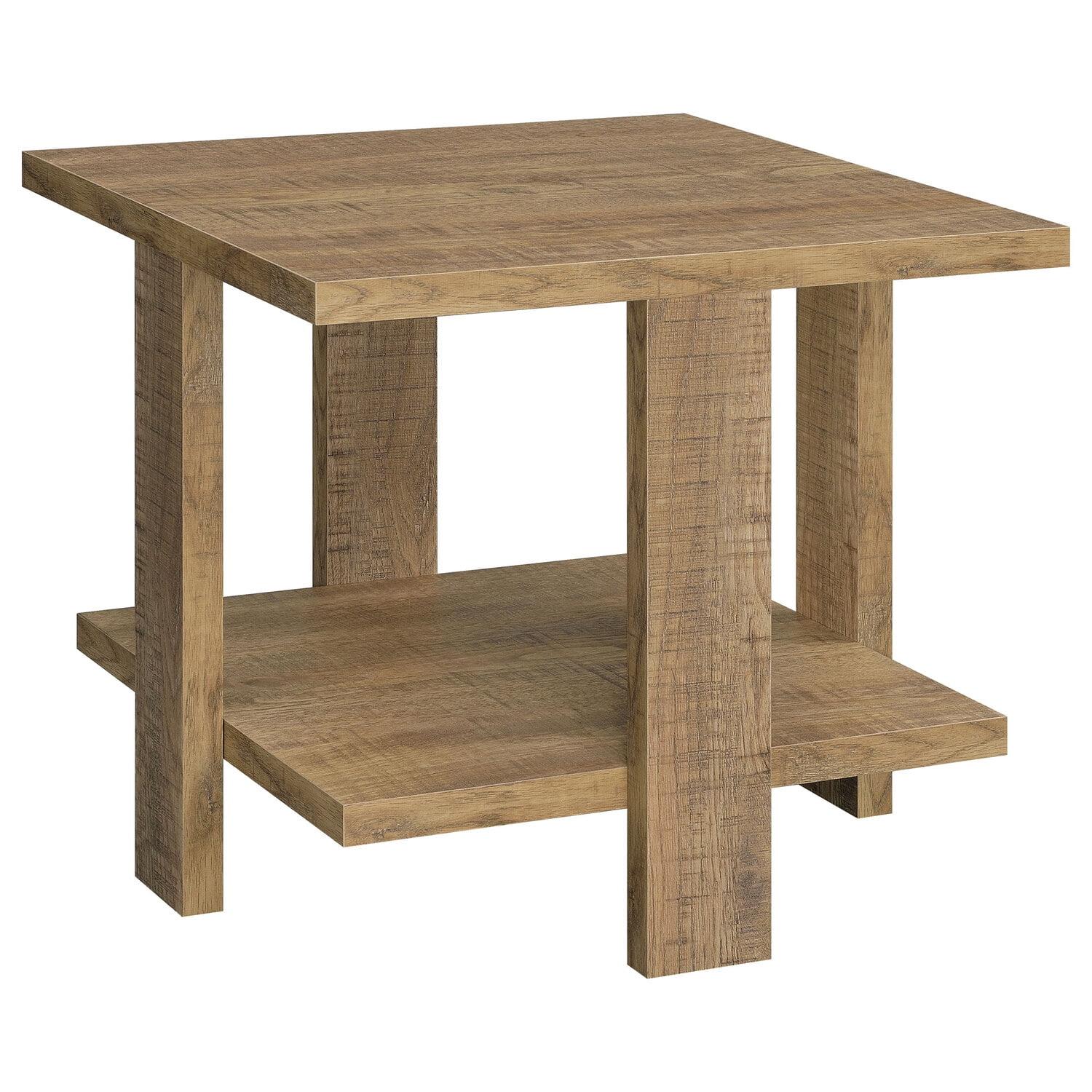 Coaster Dawn Farmhouse Square Wood End Table With Shelf Mango