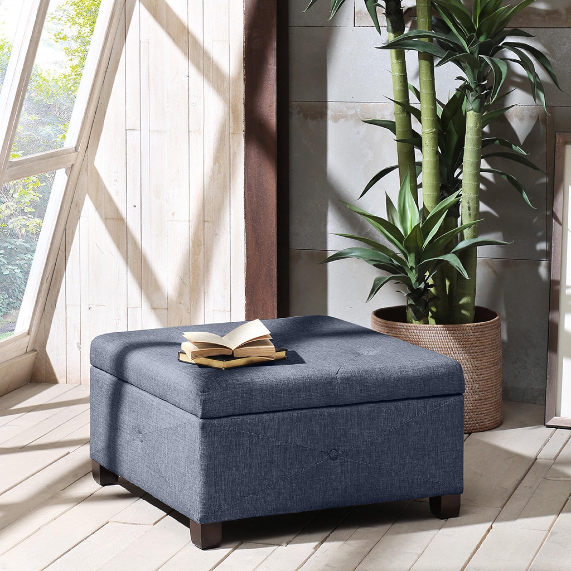 Della Button Tufted Square Storage Ottoman