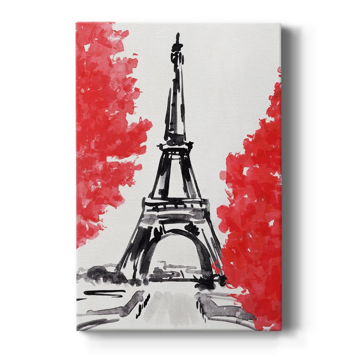 Day in Paris II Red and Black Canvas Wall Art