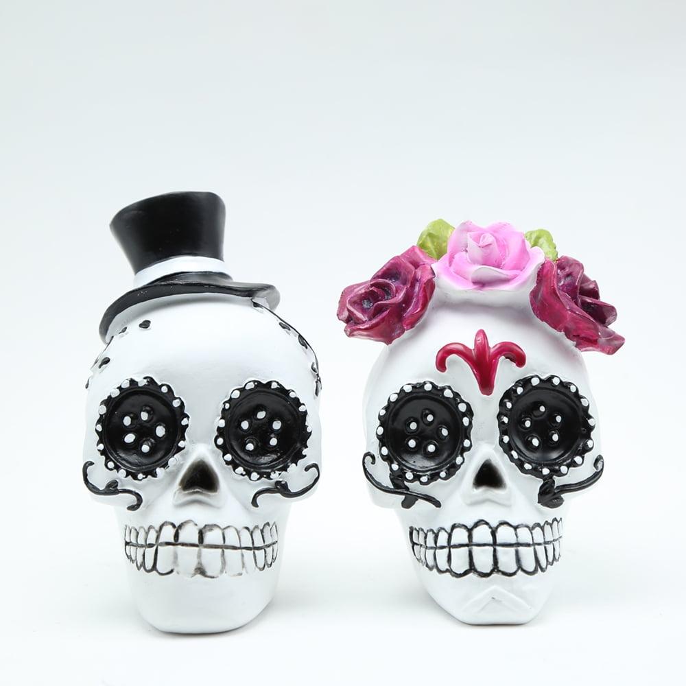 Day of the Dead Resin Skull Couple Figurines