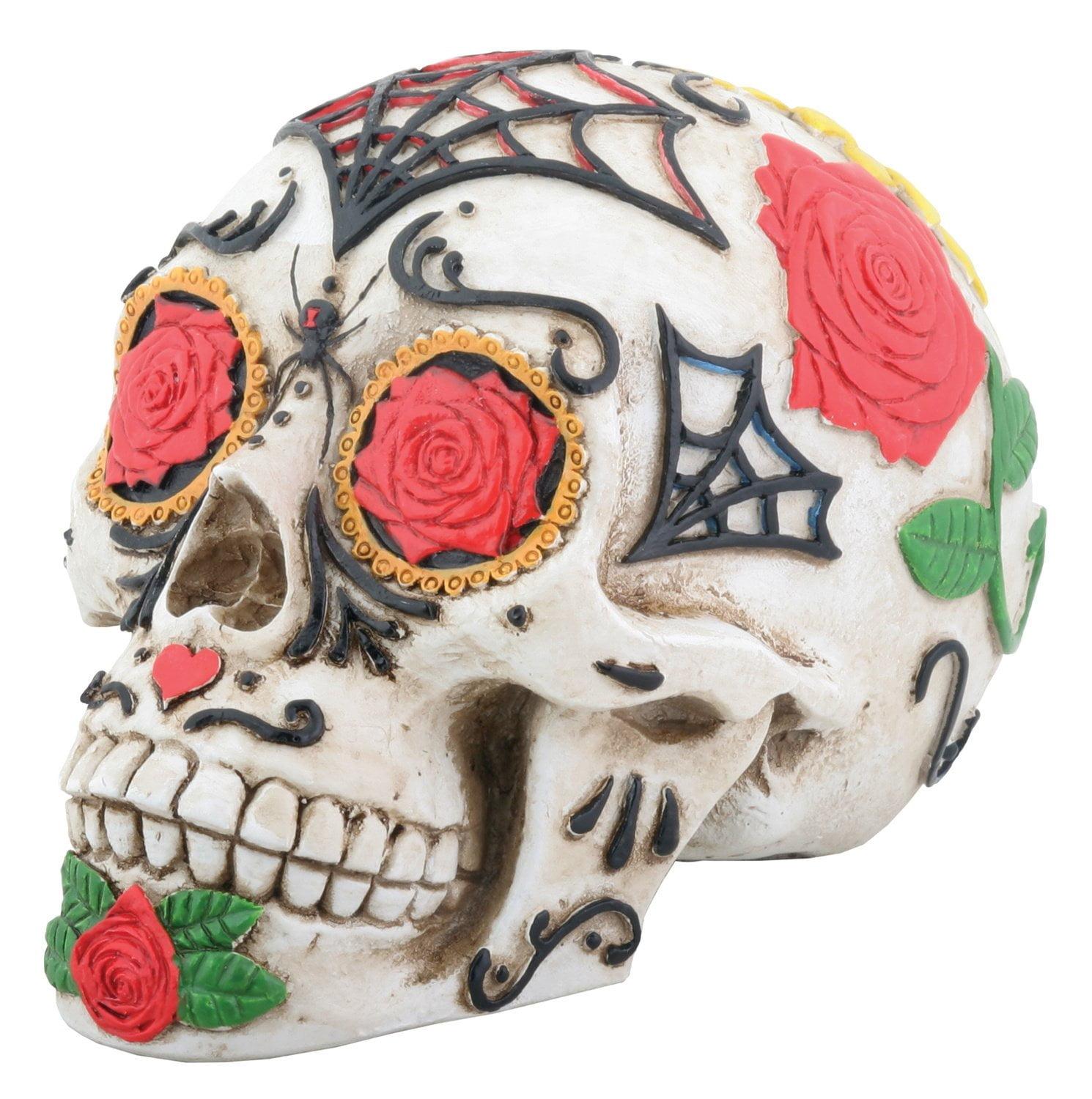 Day of the Dead Resin Sugar Skull with Floral Accents