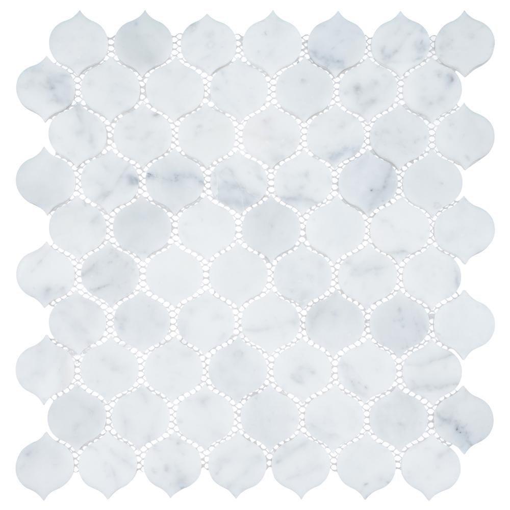 Andova Dayberry 1.5" Marble Arabesque Mosaic Kitchen Backsplash, Bathroom, Shower, Pool, Wall and Floor Tile