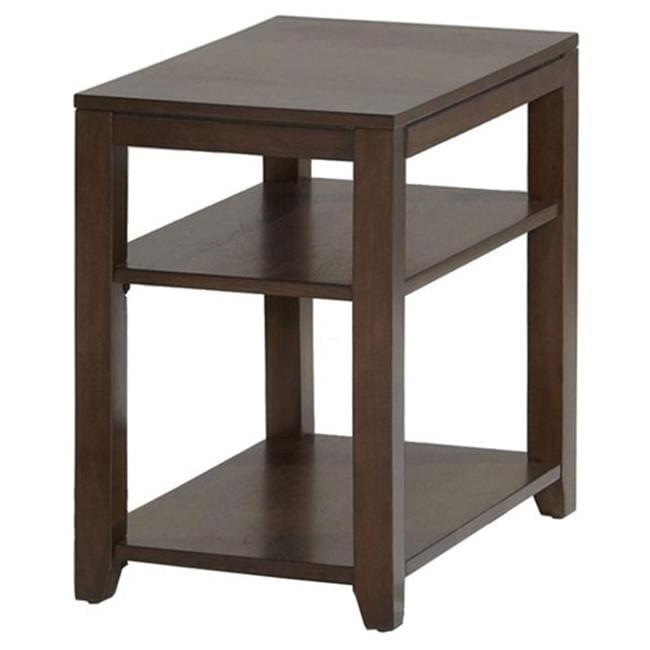 Daytona Contemporary Style Chairside Table with Pull-out Laminate Surface, Regal Walnut