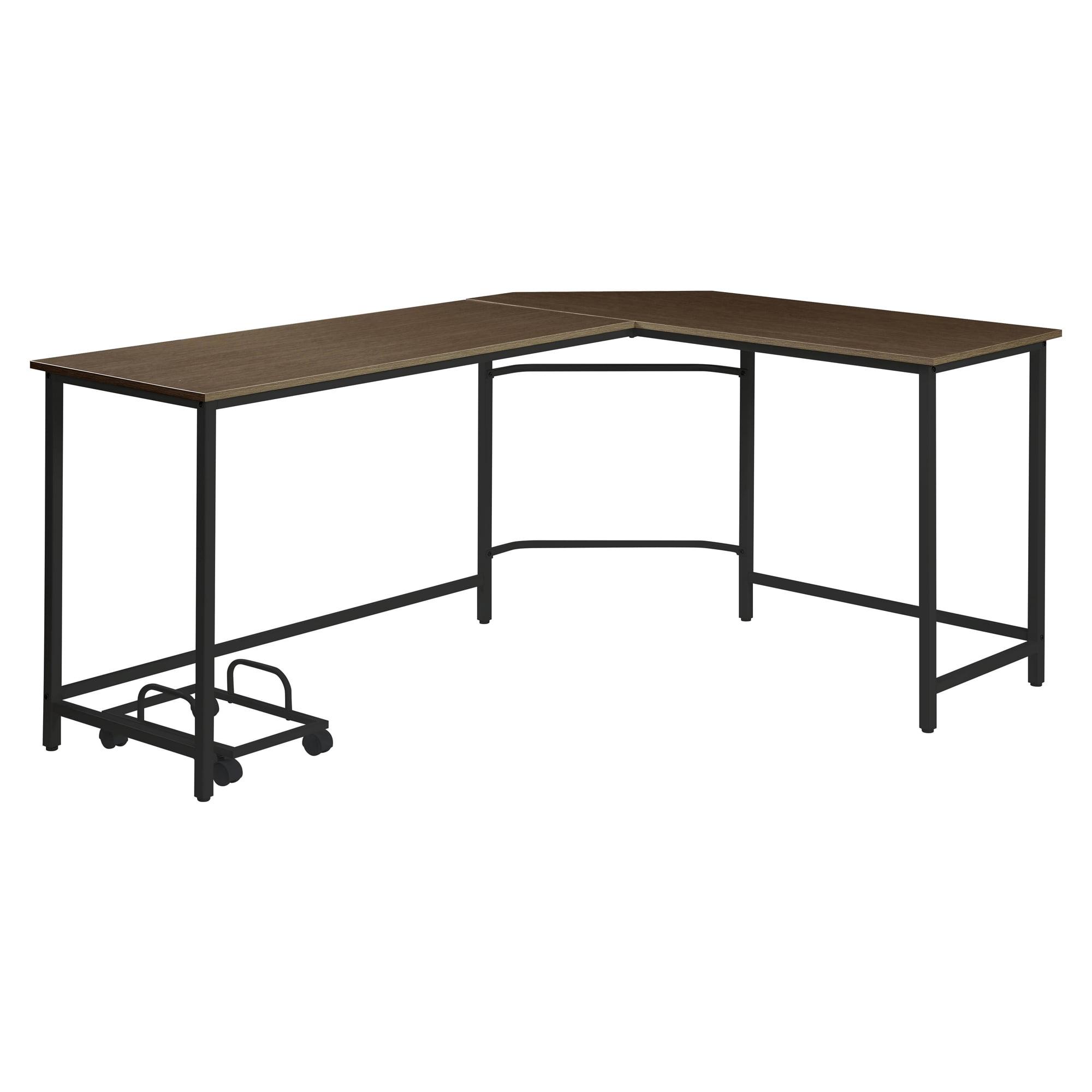Executive Corner L-Shaped Desk with Drawer and USB Port in Black