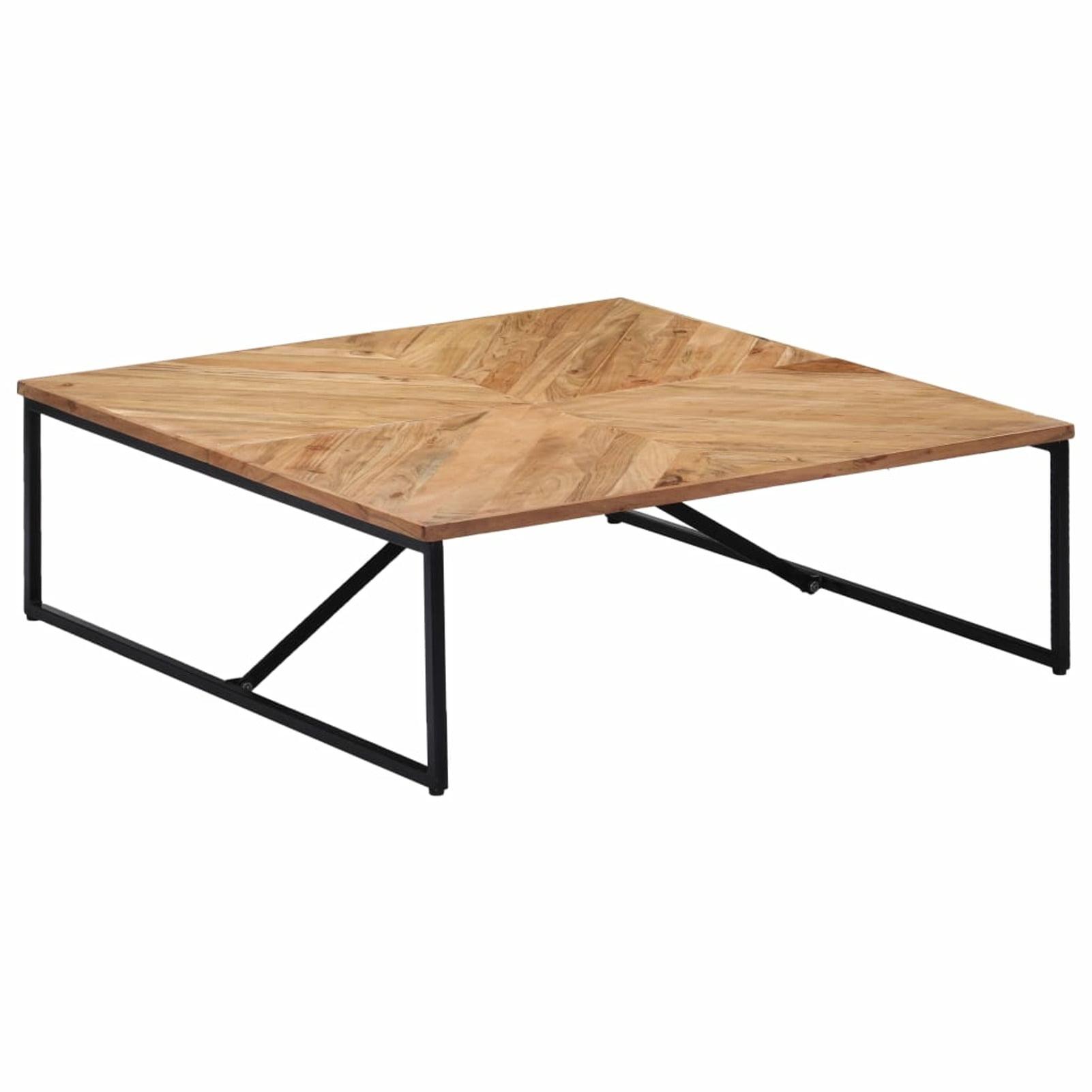 Industrial Square Acacia Wood & Iron Coffee Table in Brown