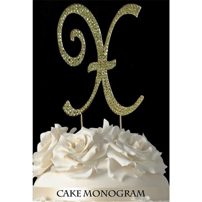 De Yi Enterprise 33015-Xg Monogram Cake Toppers - Gold Rhinestone - X