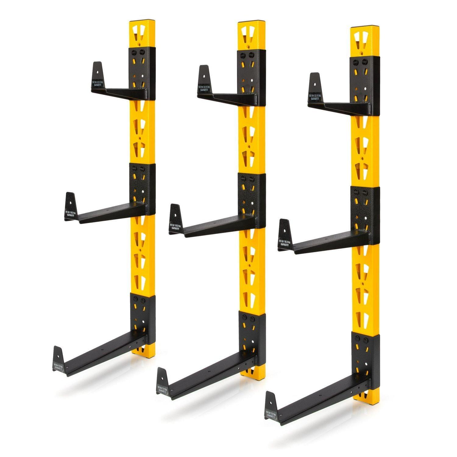 Heavy-Duty Yellow and Black Steel 3-Piece Wall Mount Cantilever Rack