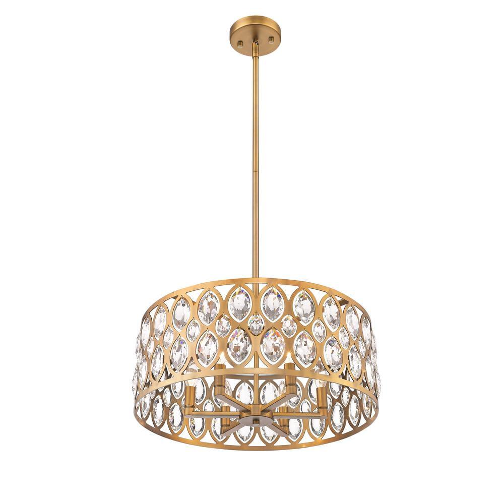 Dealey 23'' Heirloom Brass Round Chandelier with Crystal Accents