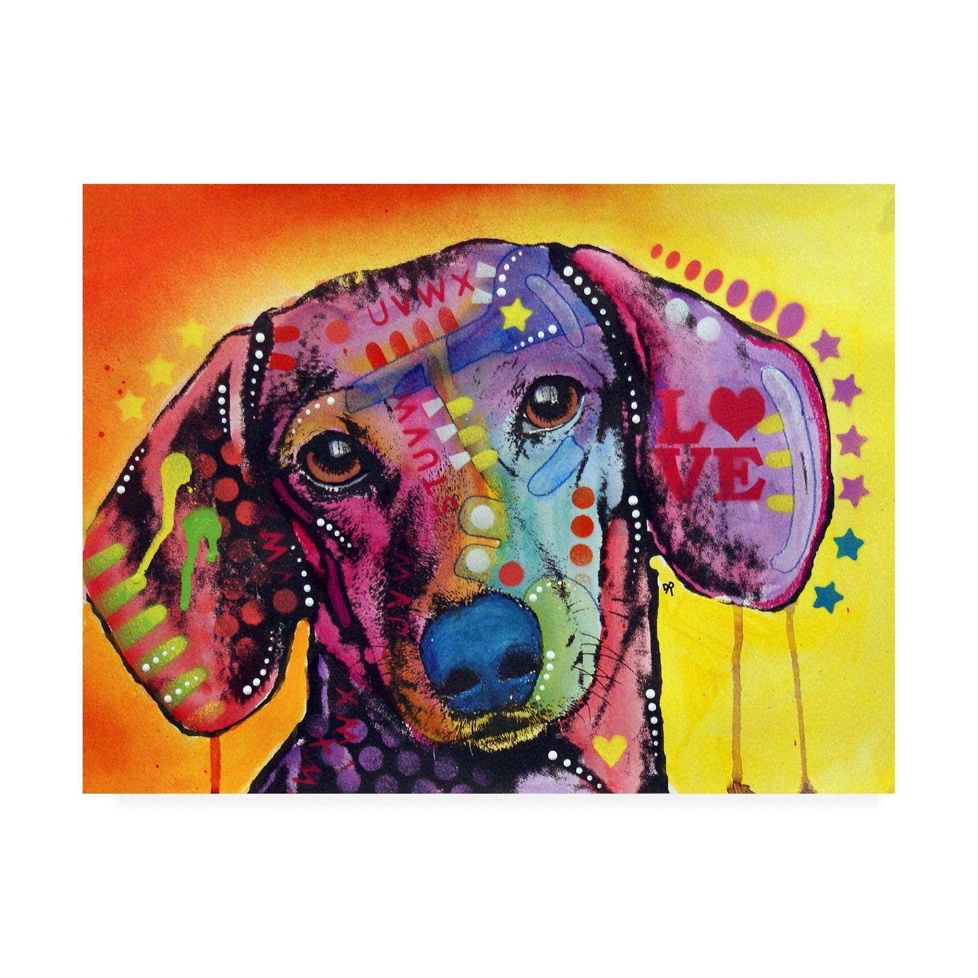 Trademark Fine Art -Dean Russo 'Tilt Dachshund Love' Canvas Art - 18''x24''