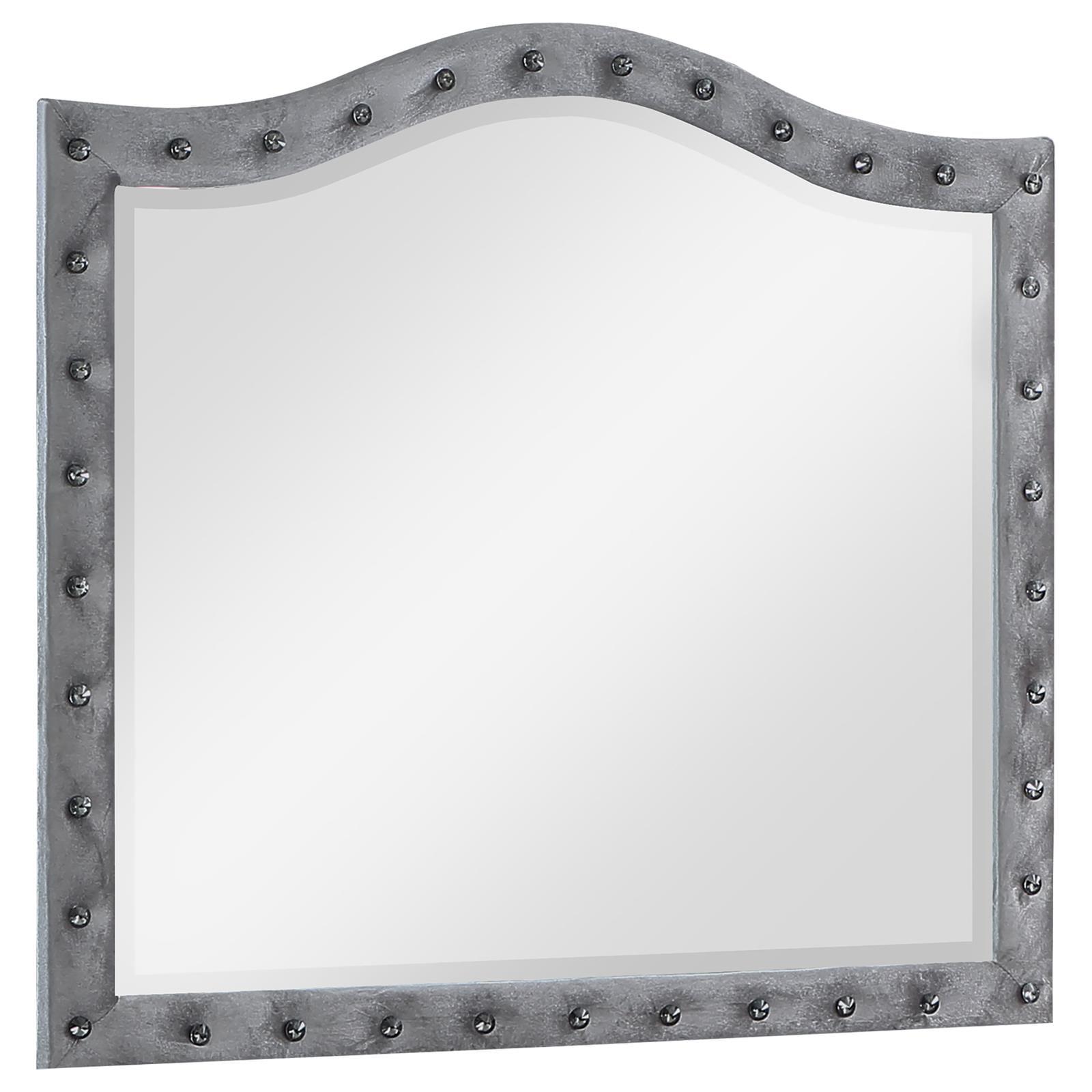 Transitional 43'' Metallic Grey Embossed Dresser Mirror