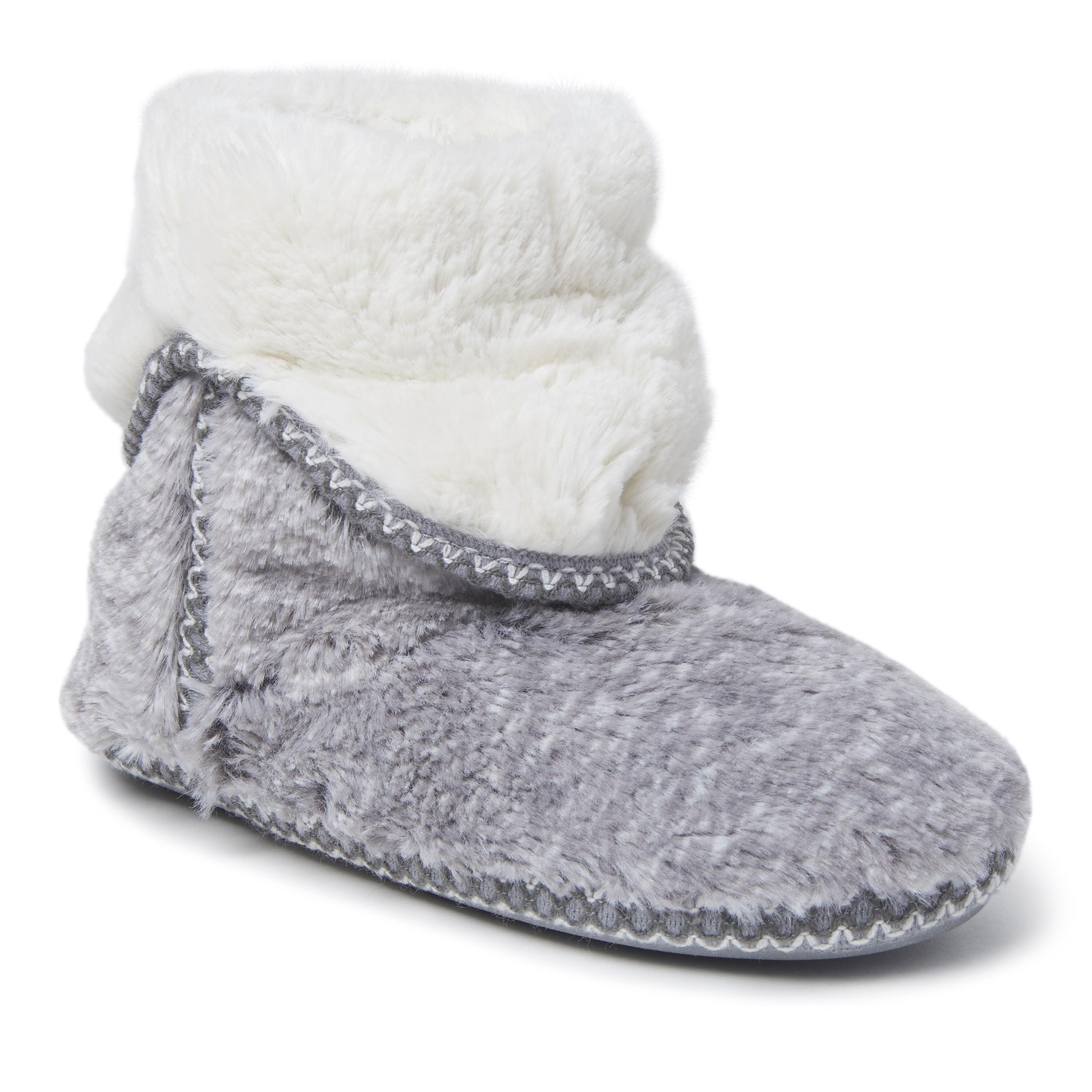 Cozy Leopard Faux Fur Women's Bootie Slipper in Grey Frost