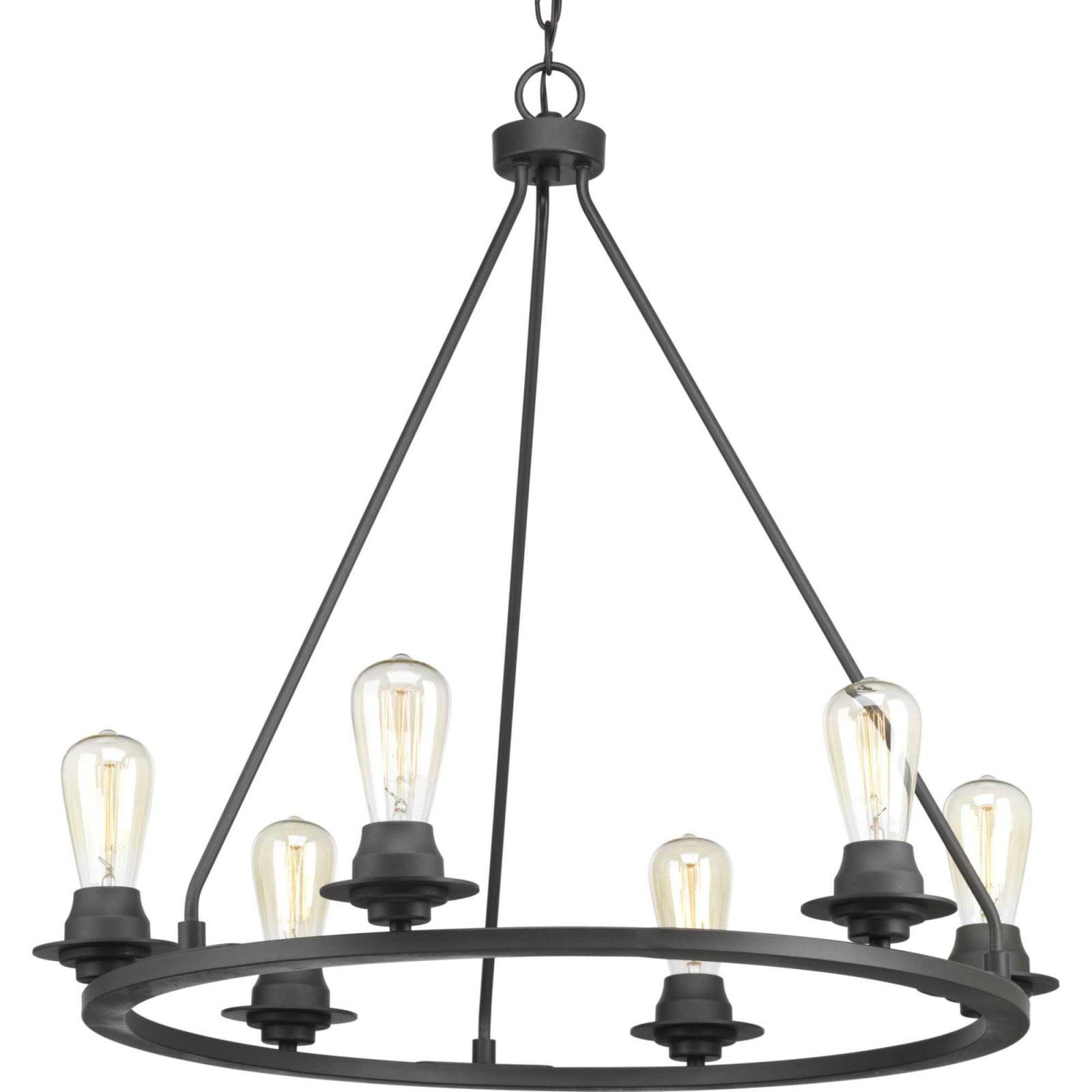 Progress Lighting, Debut Collection, 9-Light Chandelier, Graphite, Clear Seeded Glass