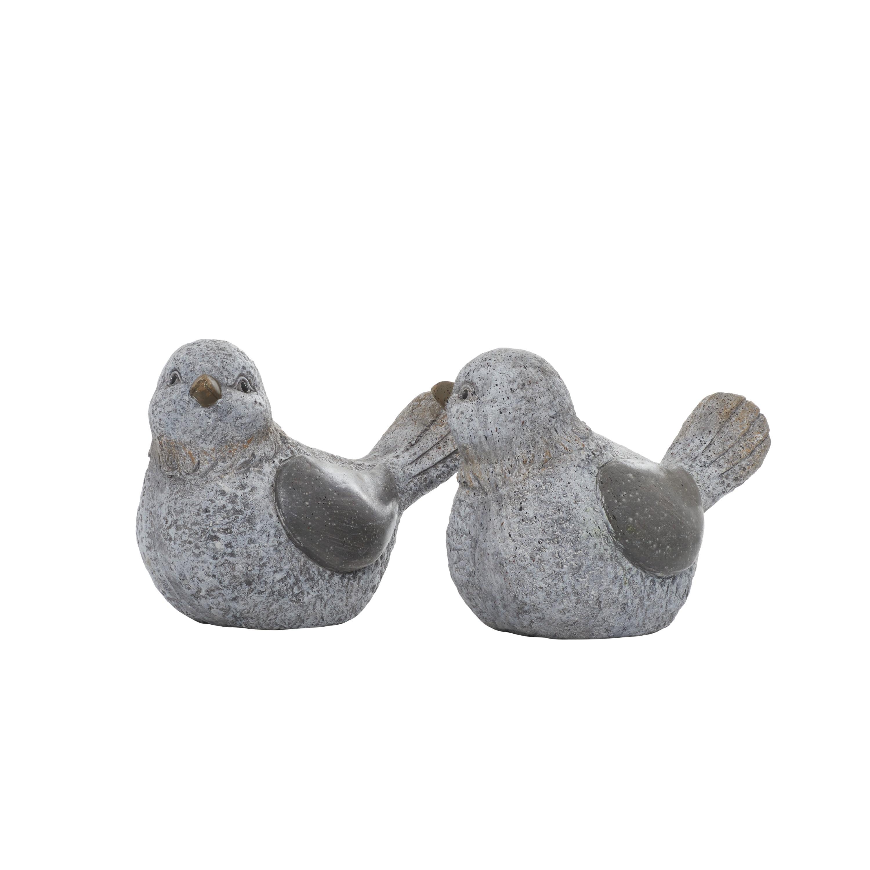 Gray Polystone Indoor Outdoor Bird Sculptures Set of 2