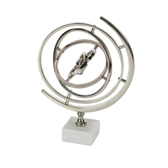DecMode 10" Silver Armillary Globe with Marble Base