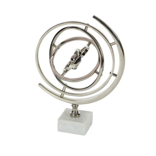 DecMode 10" Silver Armillary Globe with Marble Base