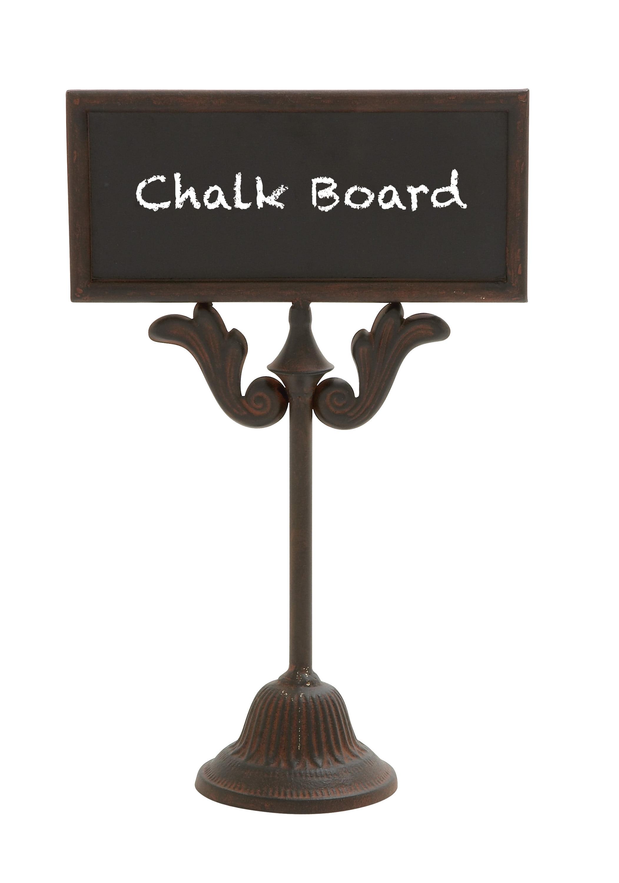 Olivia & May Sign of the Times Rustic Iron Chalkboard and Stand 16": Pedestal Writing Display for Events